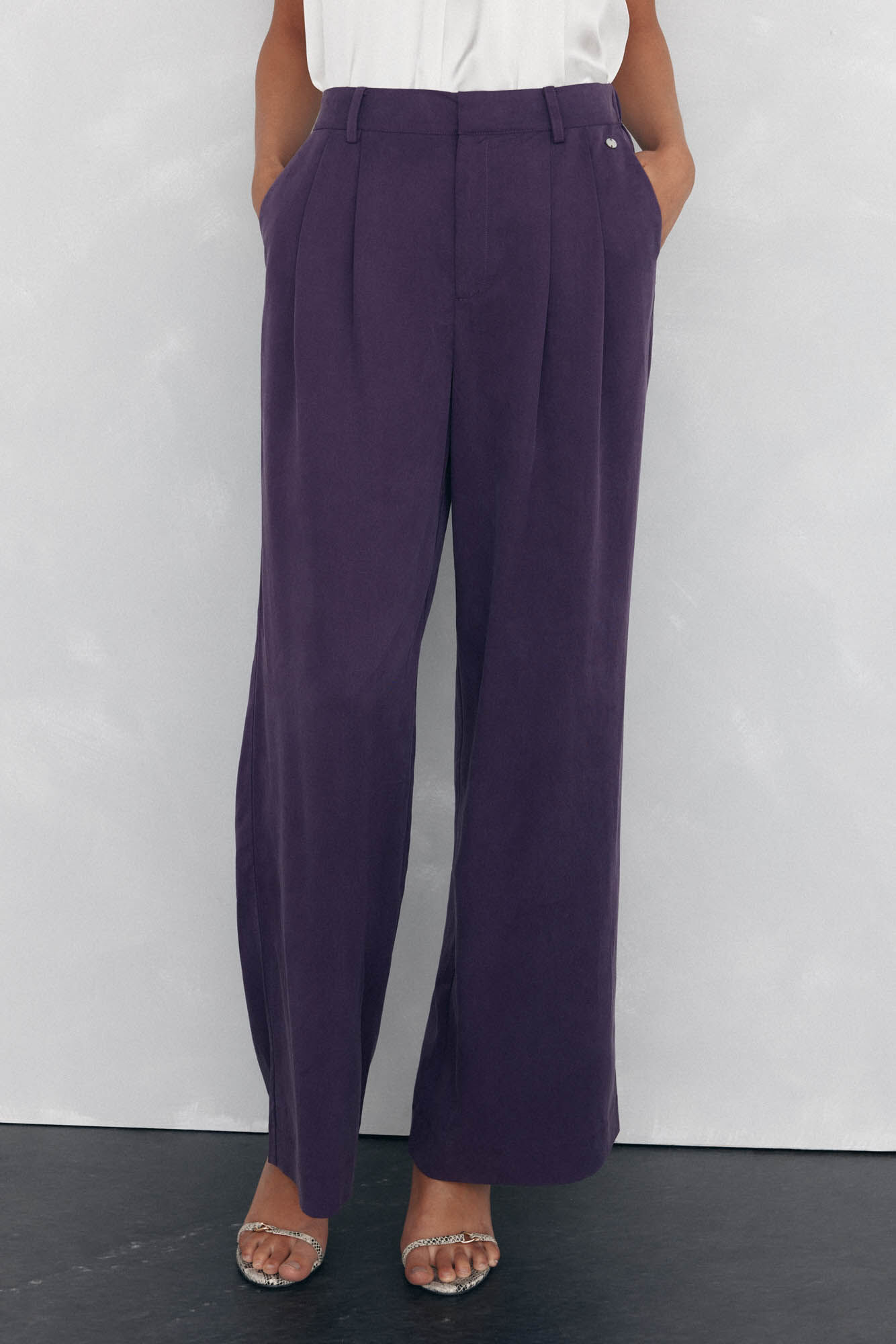 Pedro del Hierro Pantal&oacute;n recto de traje Morado