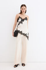 Pedro del Hierro Pantal&oacute;n wide leg Crudo