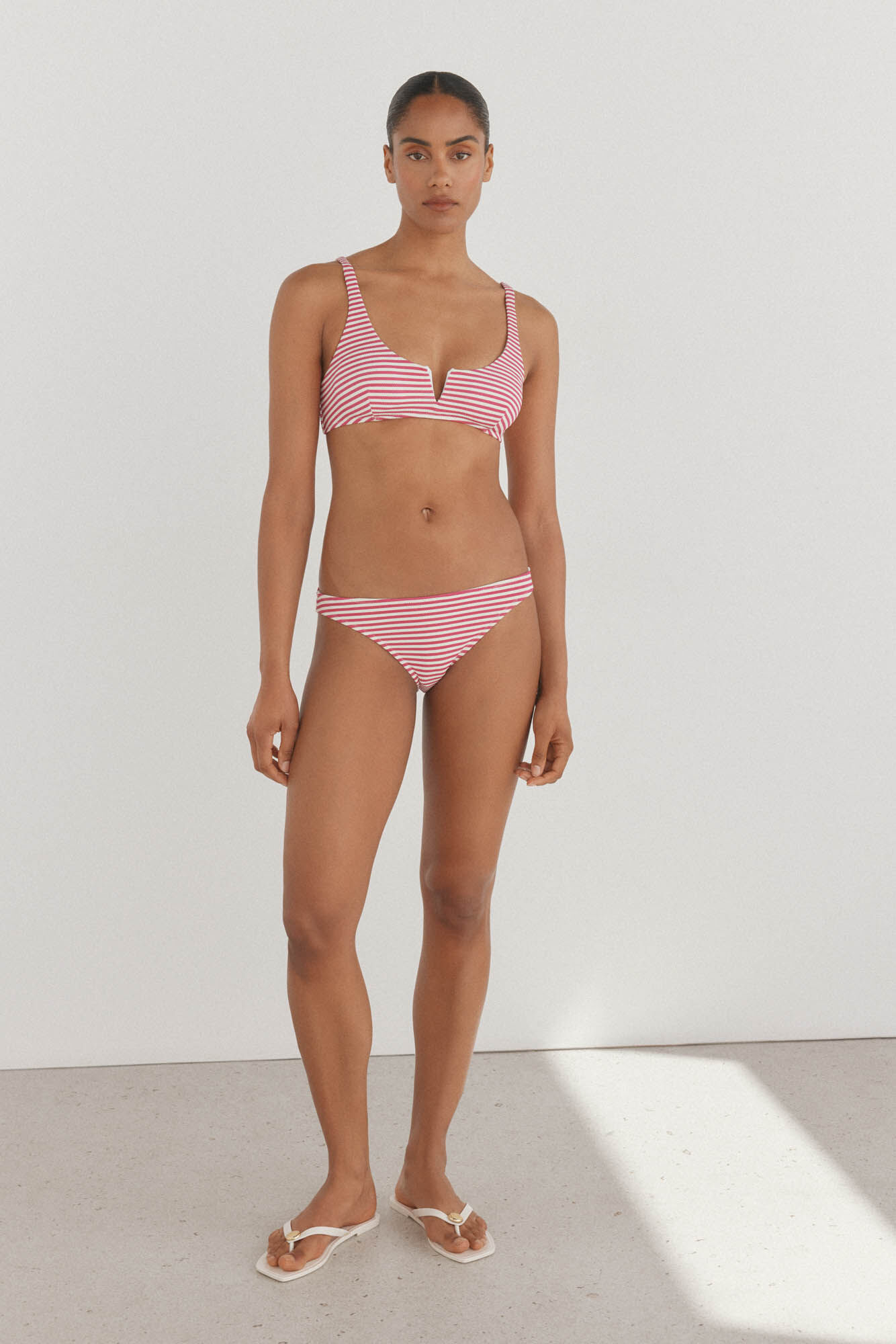 Pedro del Hierro Bikini panty cl&aacute;sico y top halter de piqu&eacute; Rosa