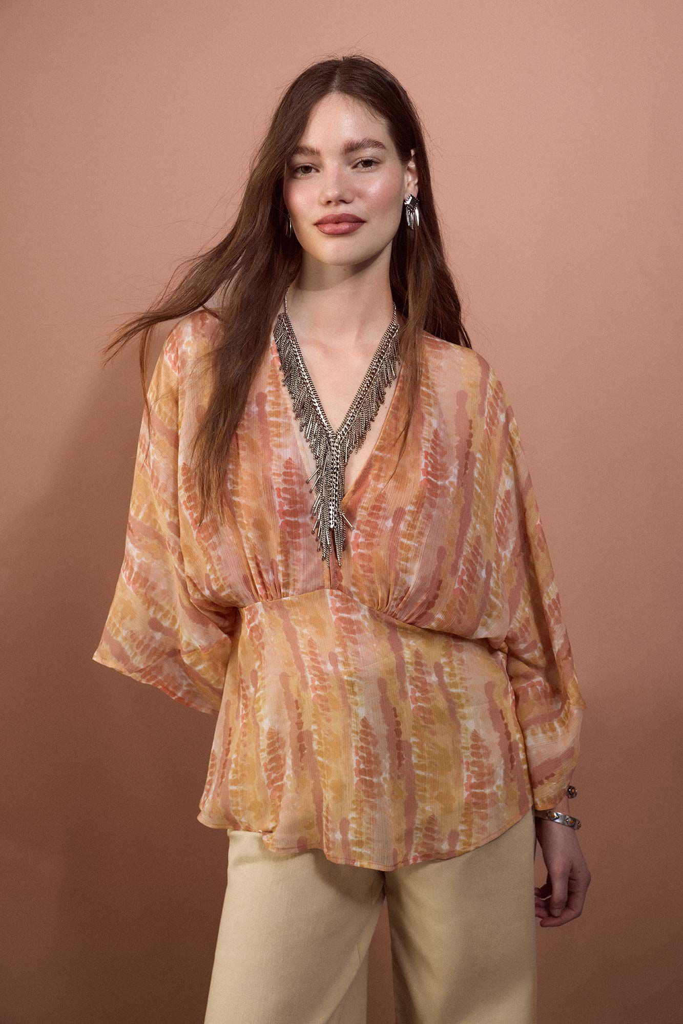 Slowlove Blusa fluida estampada