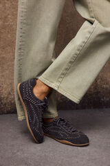 Slowlove Zapatilla de piel con tachas Gris