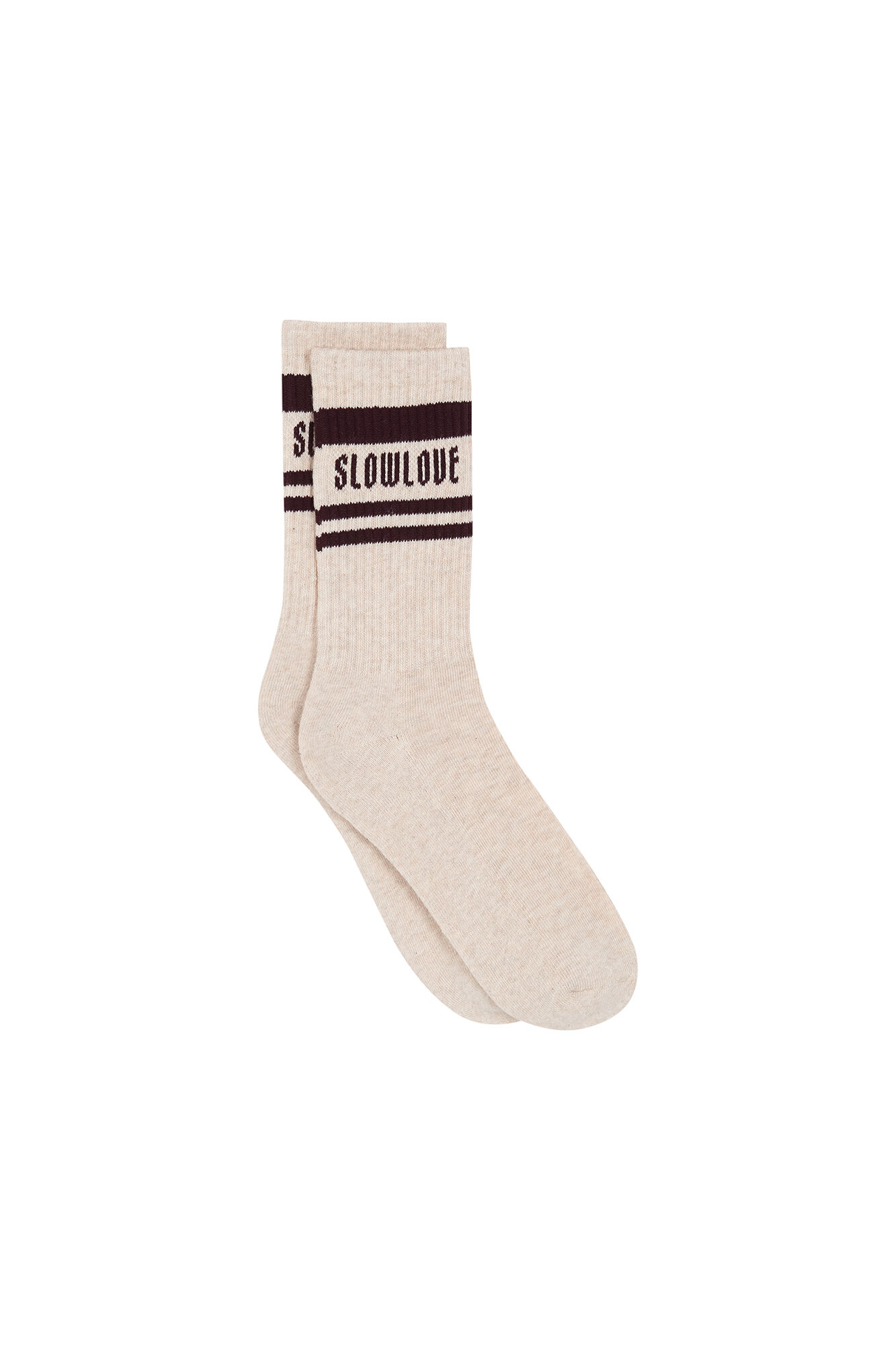 Slowlove Calcetines de rayas con logo Estampado blanco