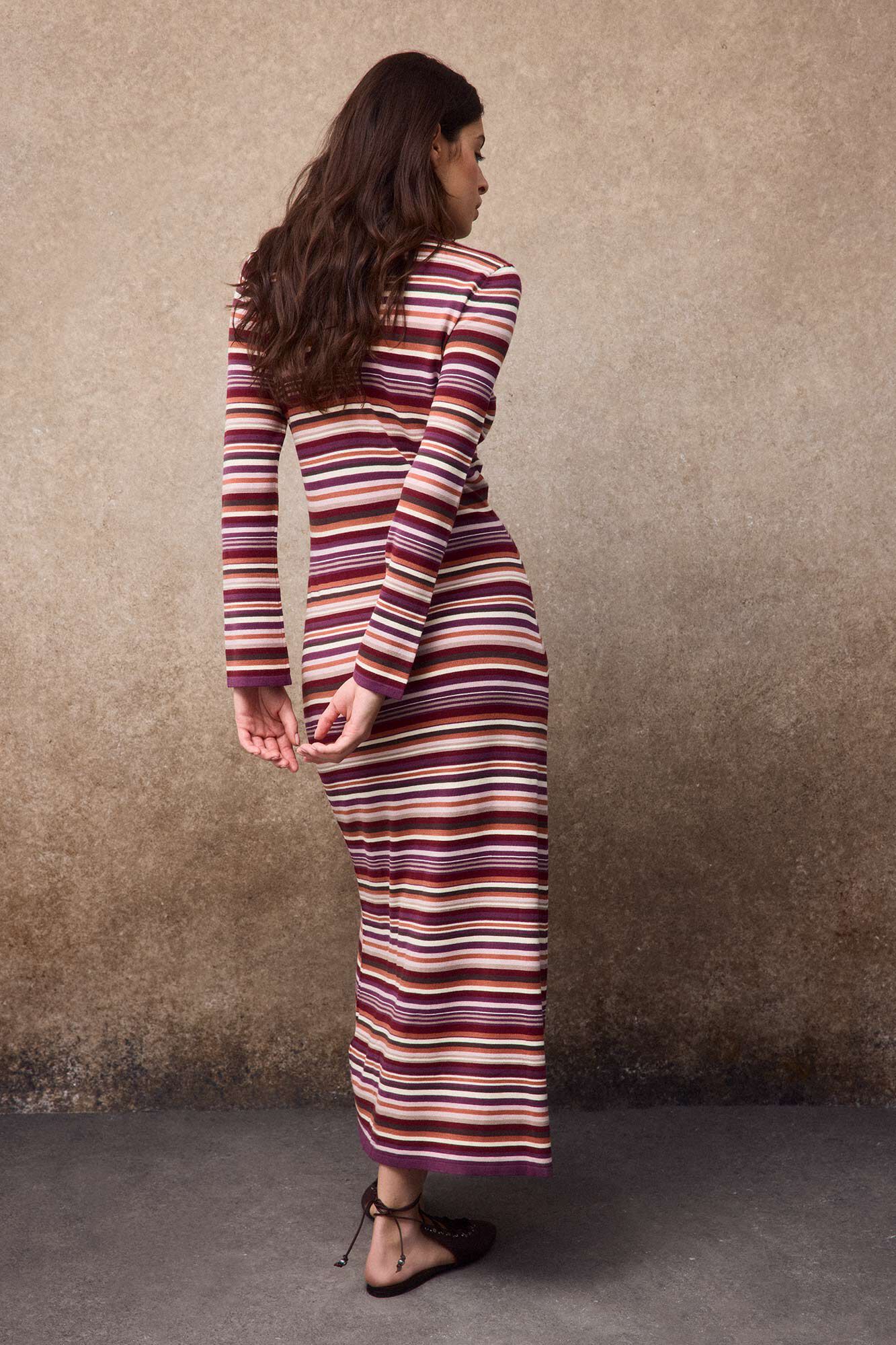 Slowlove Vestido de tejido a rayas Multicolor