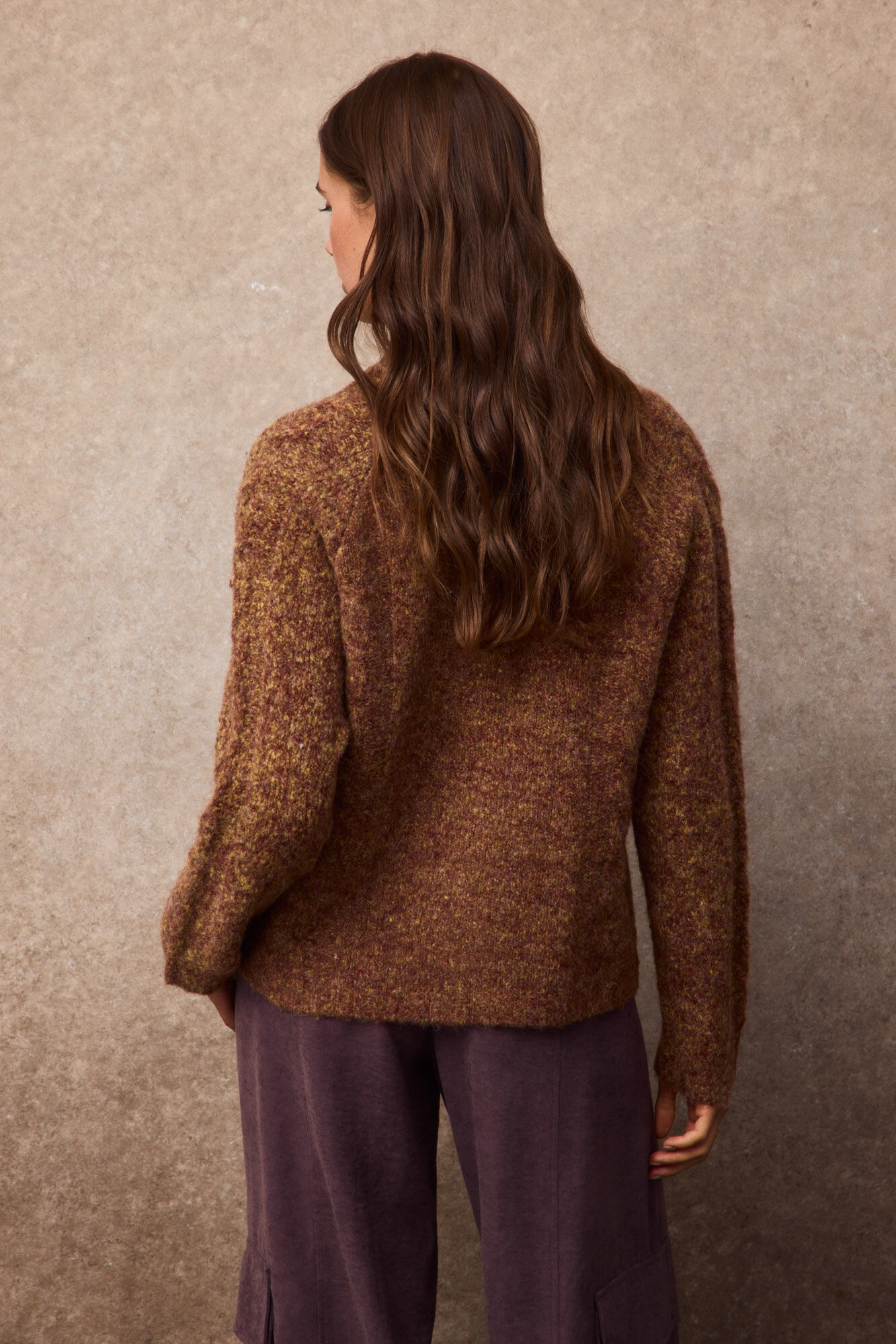 Slowlove Chamarra jaspeada con botones Naranja