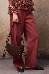 Slowlove Bolsa de piel media luna Marr&oacute;n
