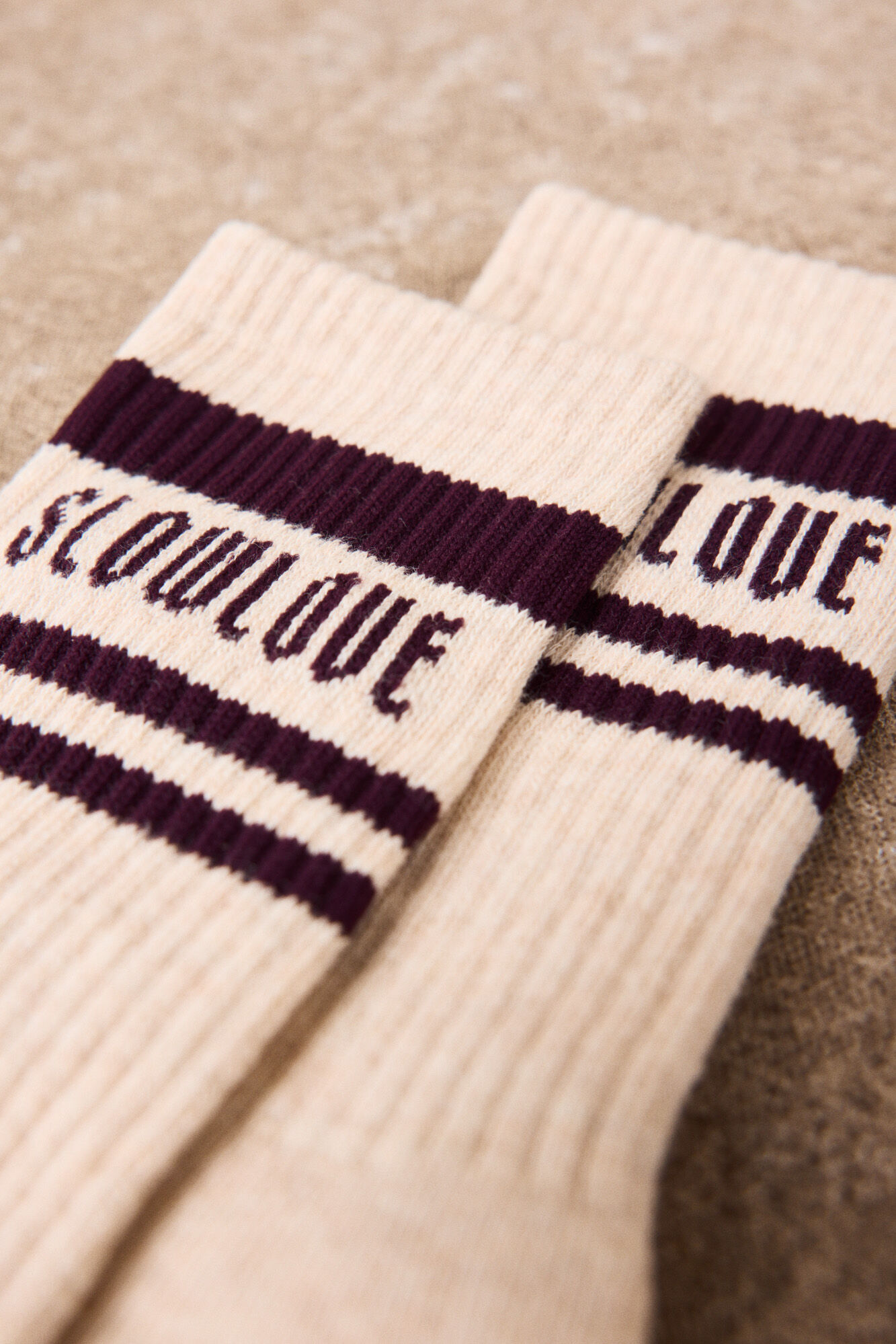 Slowlove Calcetines de rayas con logo
