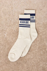 Slowlove Calcetines de rayas con logo Estampado azul