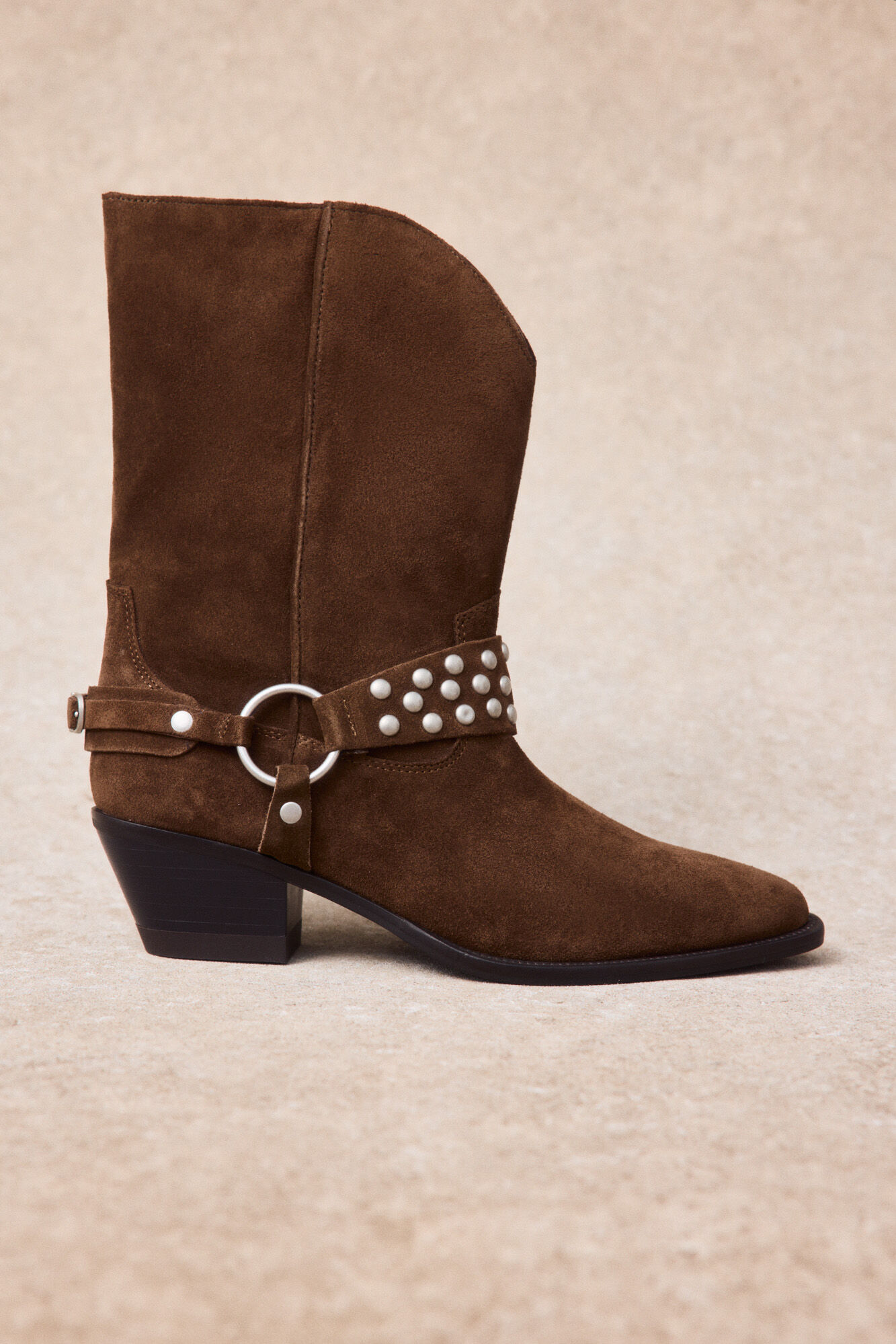 Slowlove Bota de piel con estribo y tachas
