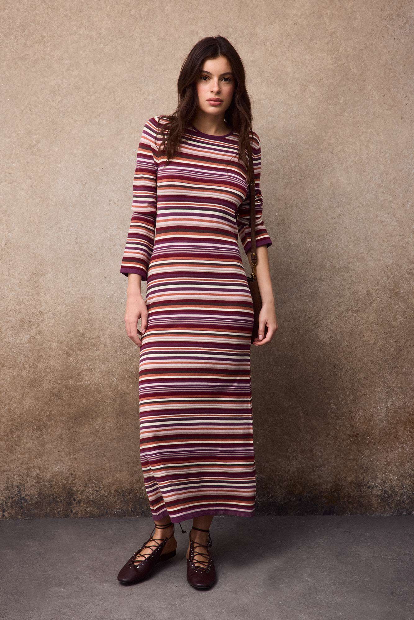 Slowlove Vestido de tejido a rayas