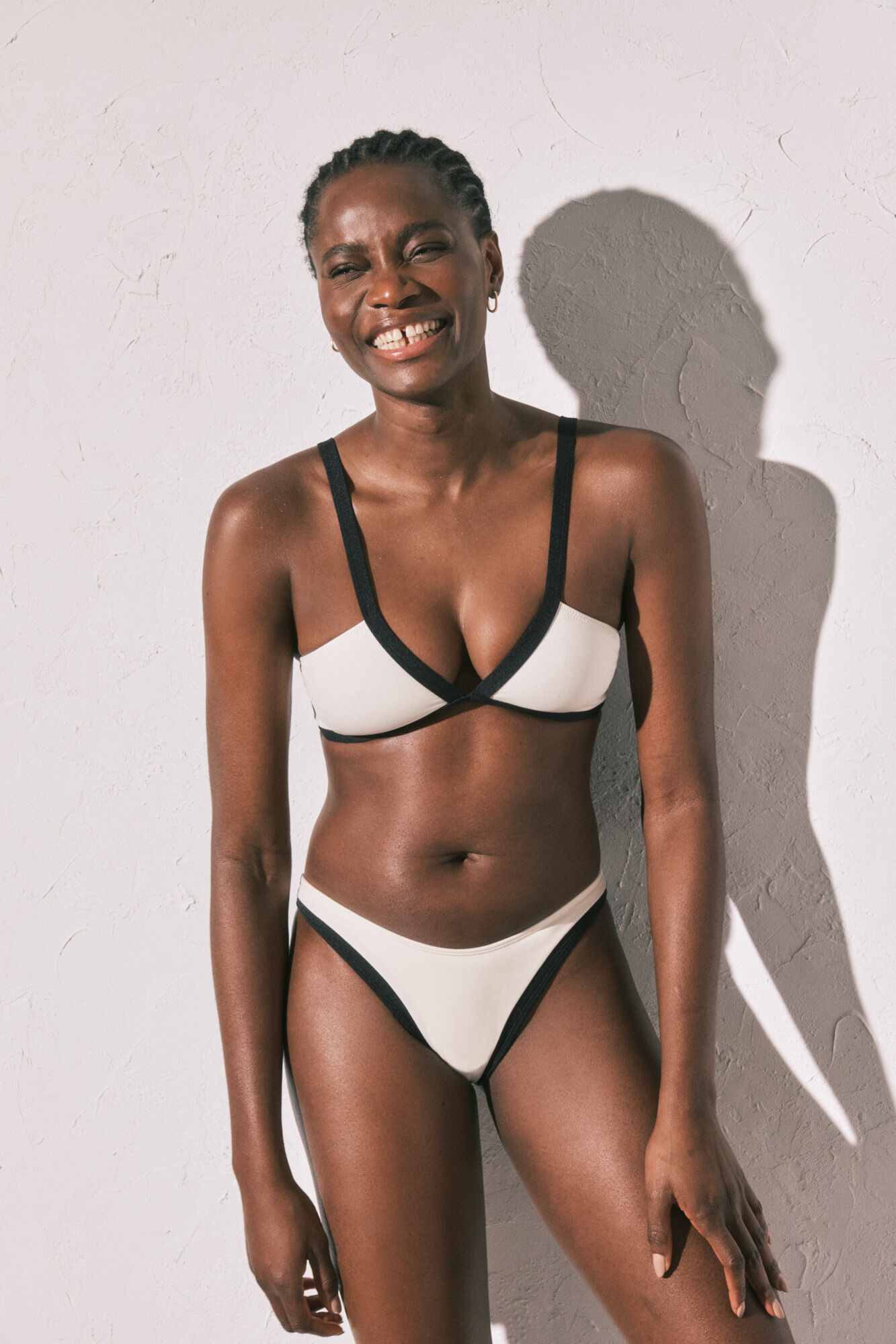 Women'secret Top bikini triangular semi brillante blanco marfil