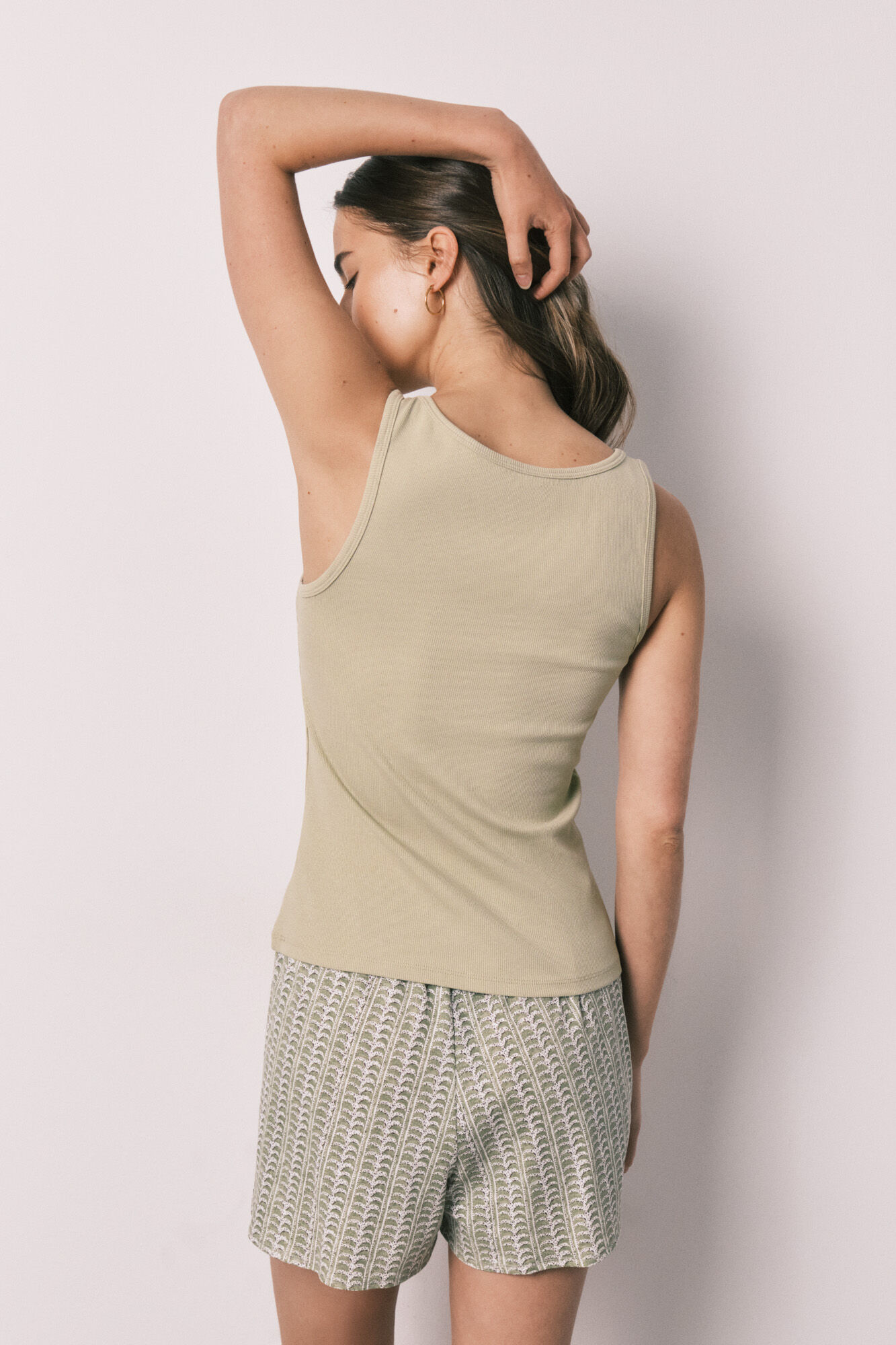 Women'secret Pijama corta de algod&oacute;n verde kaki