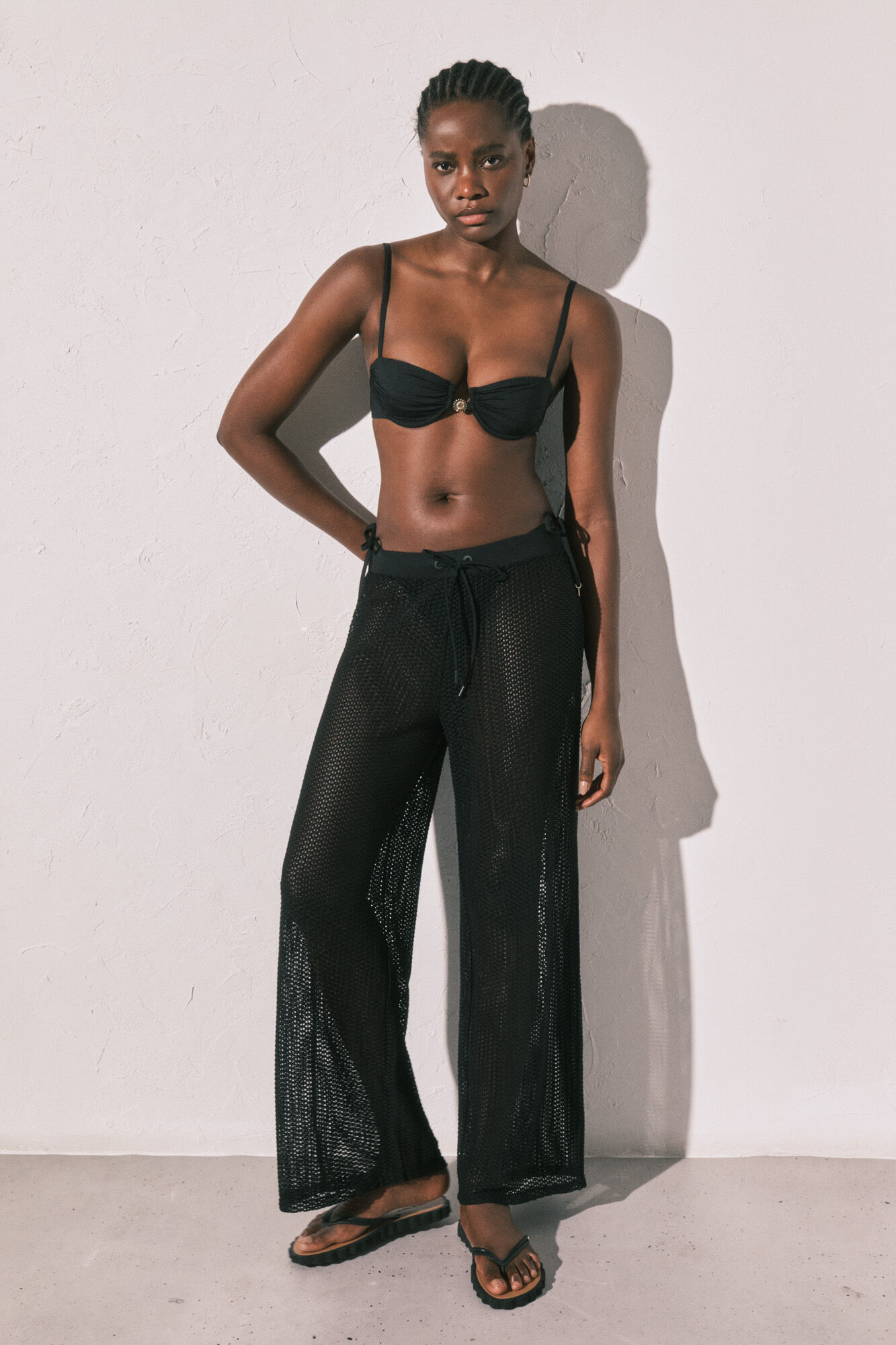 Women'secret Pantal&oacute;n efecto red de tejido negro negro