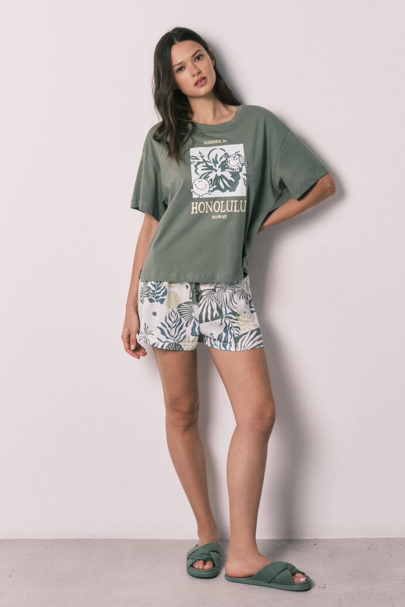 Women'secret Pijama corta de manga corta verde Little Miss&trade; kaki