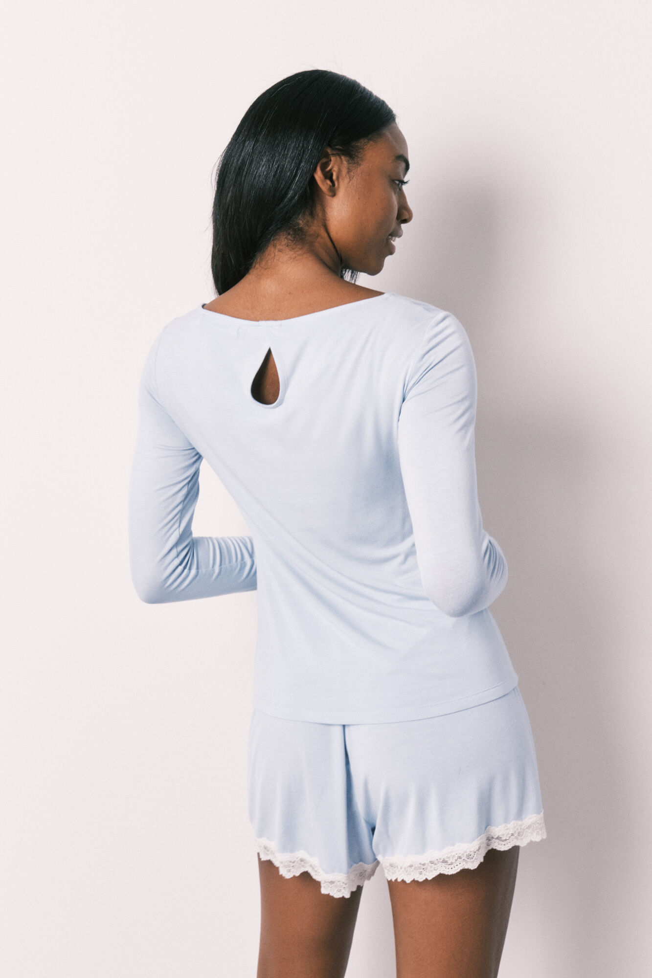 Women'secret Pijama corta extra suave de viscosa azul azul