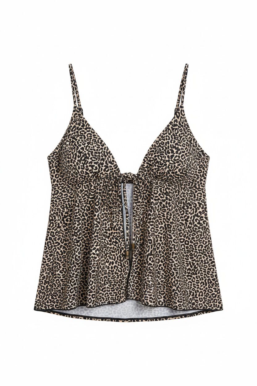 Women'secret Top de tankini triangular animal print blanco