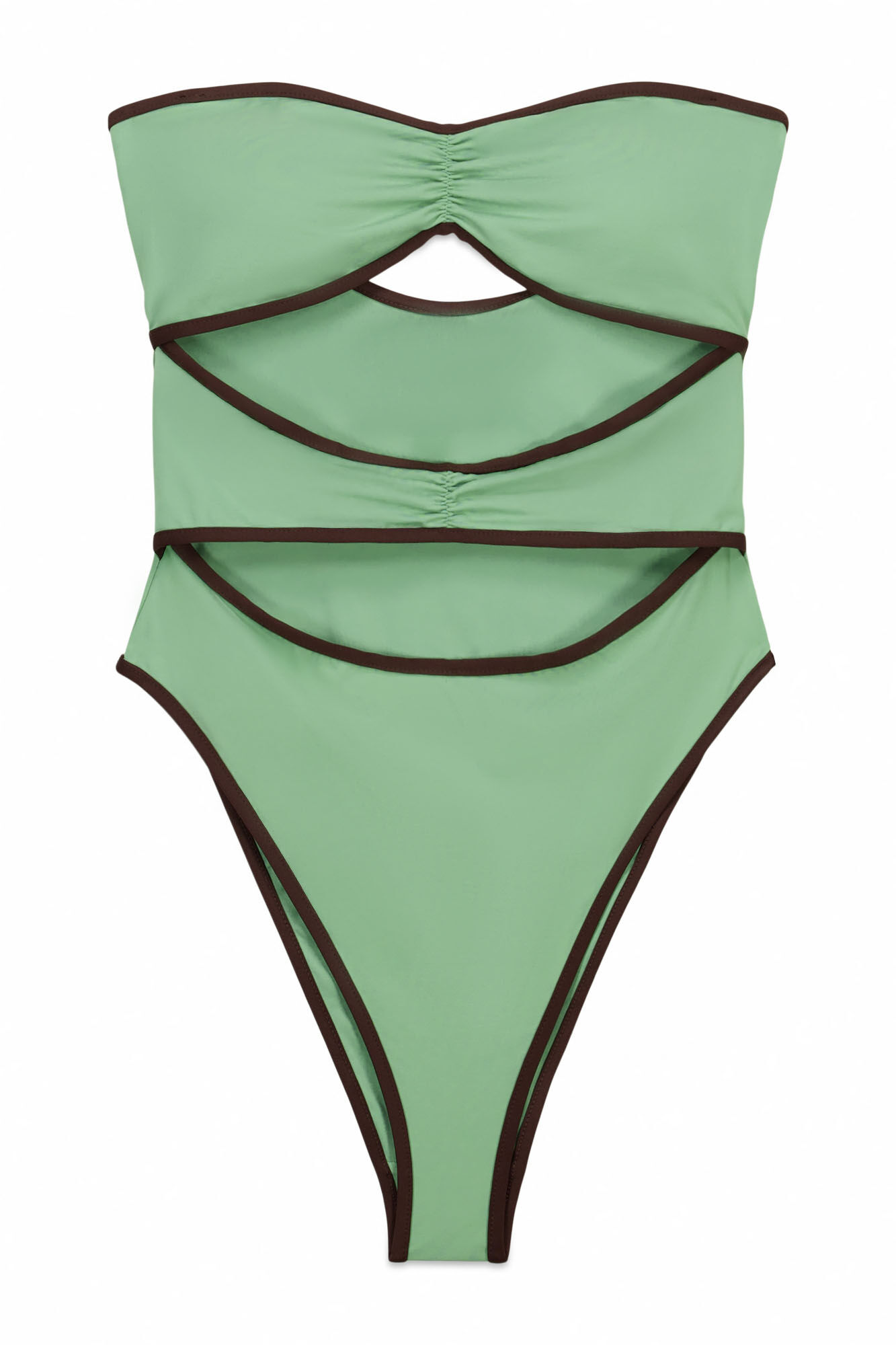 Women'secret Traje de ba&ntilde;o bandeau aberturas frontales verde verde