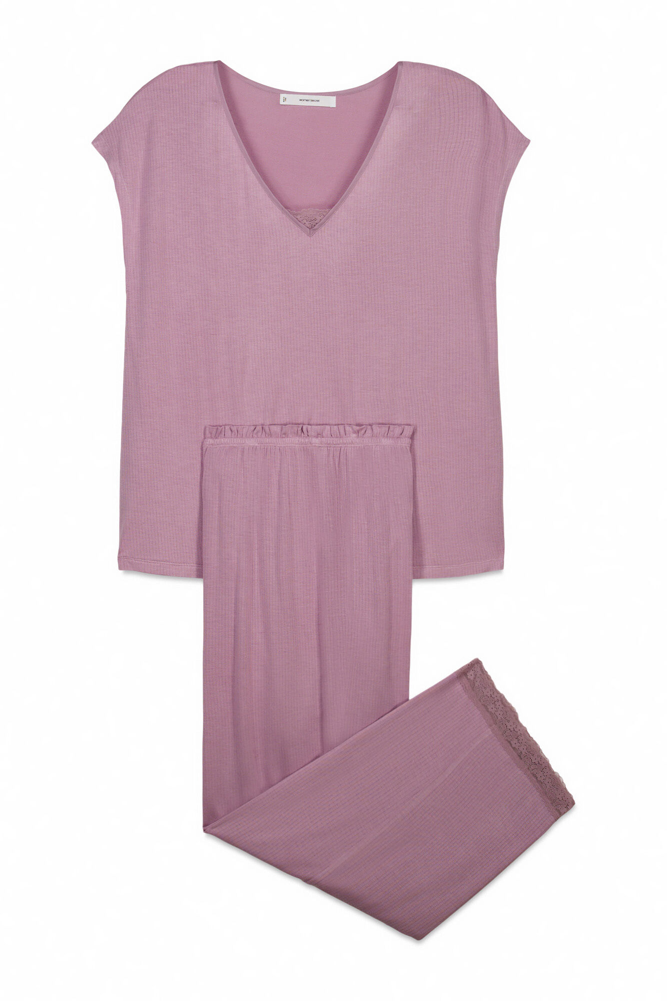 Women'secret Pijama capri tacto suave de viscosa rosa rosa