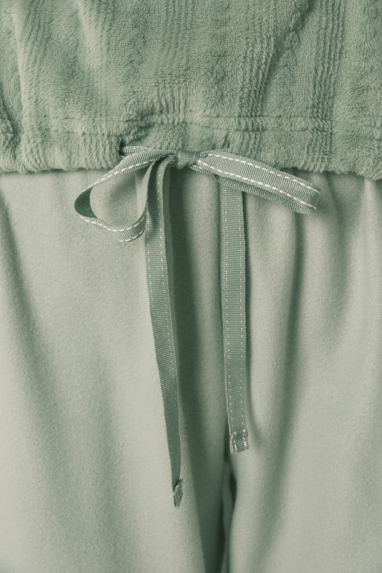 Women'secret Pijama larga polar verde verde