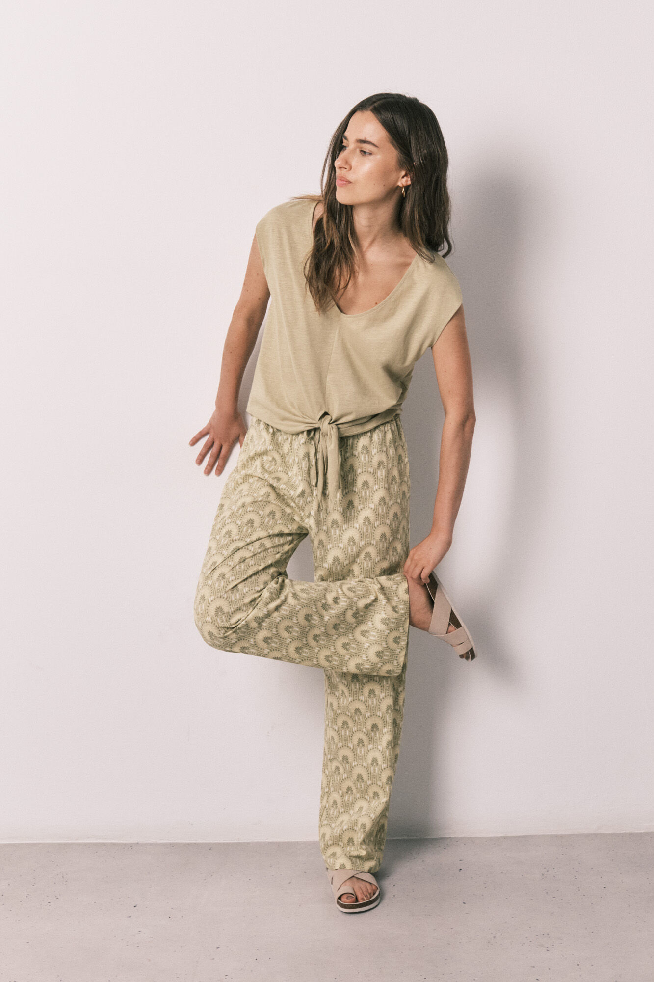 Women'secret Pijama larga de algod&oacute;n con nudo