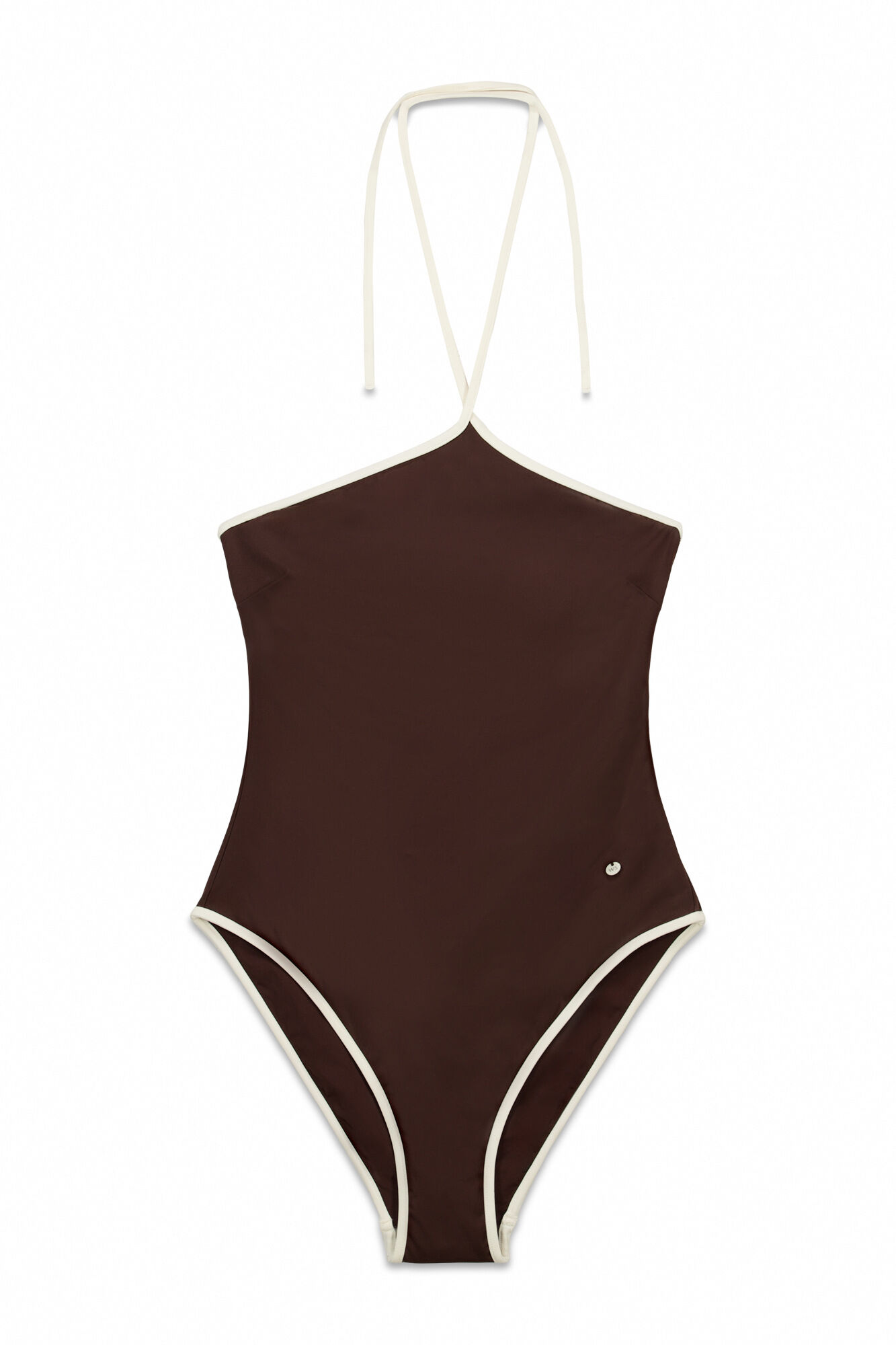 Women'secret Traje de ba&ntilde;o modelador halter marr&oacute;n caf&eacute;