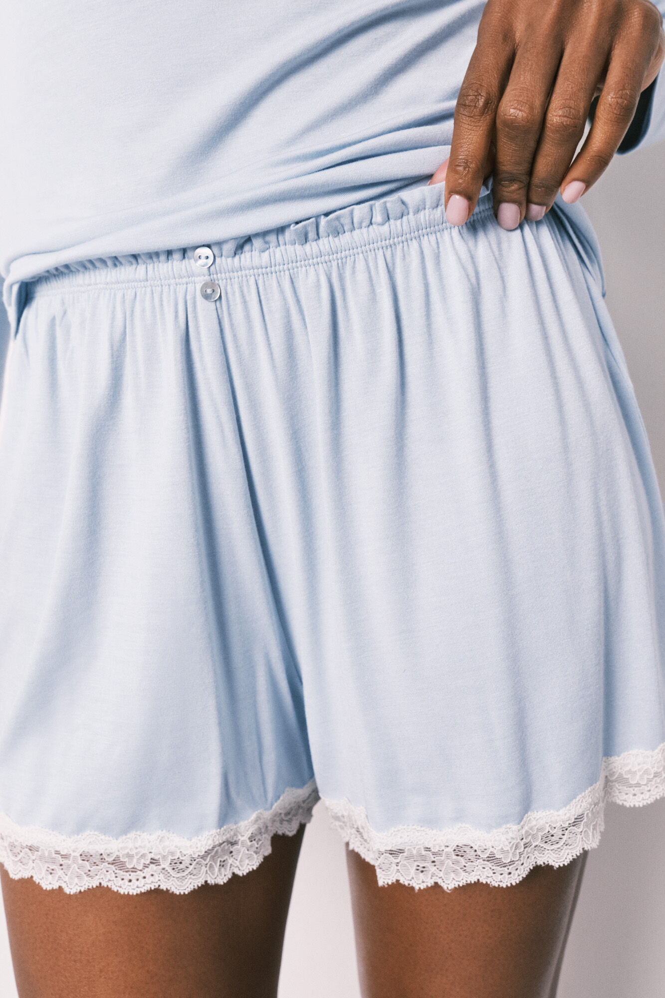 Women'secret Pijama corta extra suave de viscosa azul