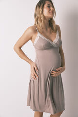 Women'secret Camis&oacute;n maternity con tirantes de encaje caf&eacute;