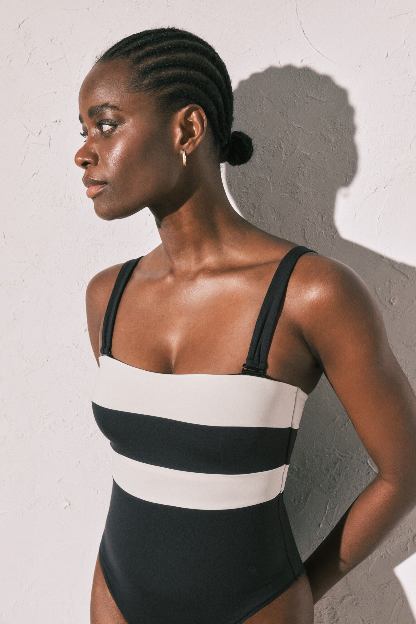 Women'secret Traje de ba&ntilde;o bandeau modelador color block B&W