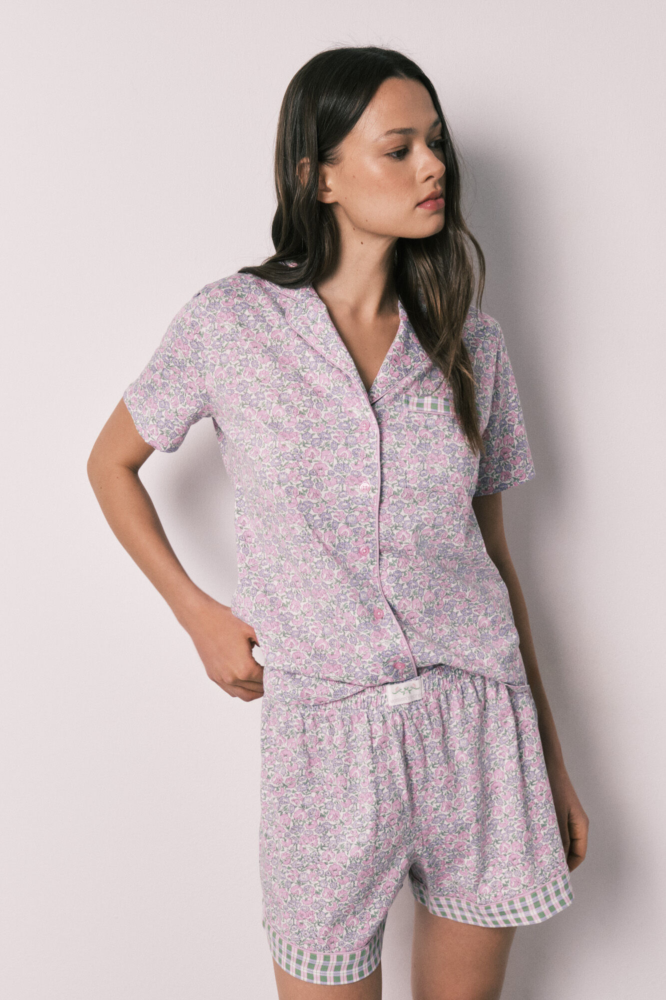 Women'secret Pijama corta camisera de algod&oacute;n con florecitas estampado