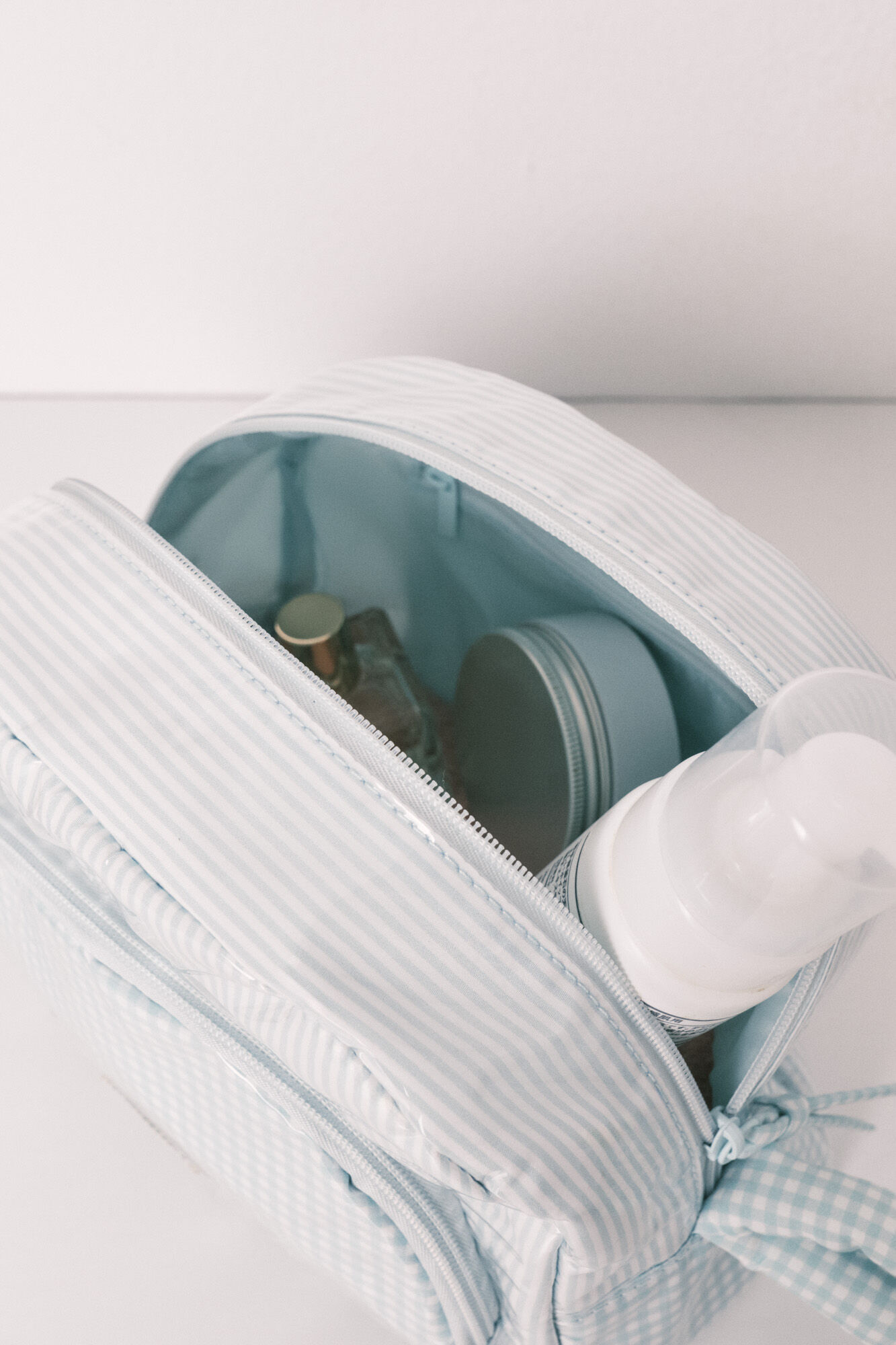 Women'secret Neceser acolchado de cuadros y rayas verde verde