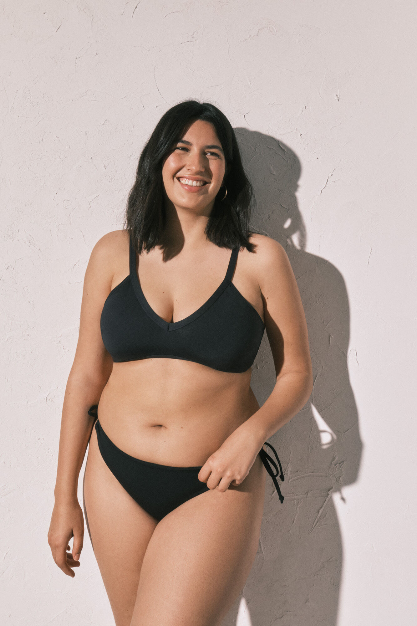 Women'secret Panty de bikini cl&aacute;sica lazo lateral negra negro