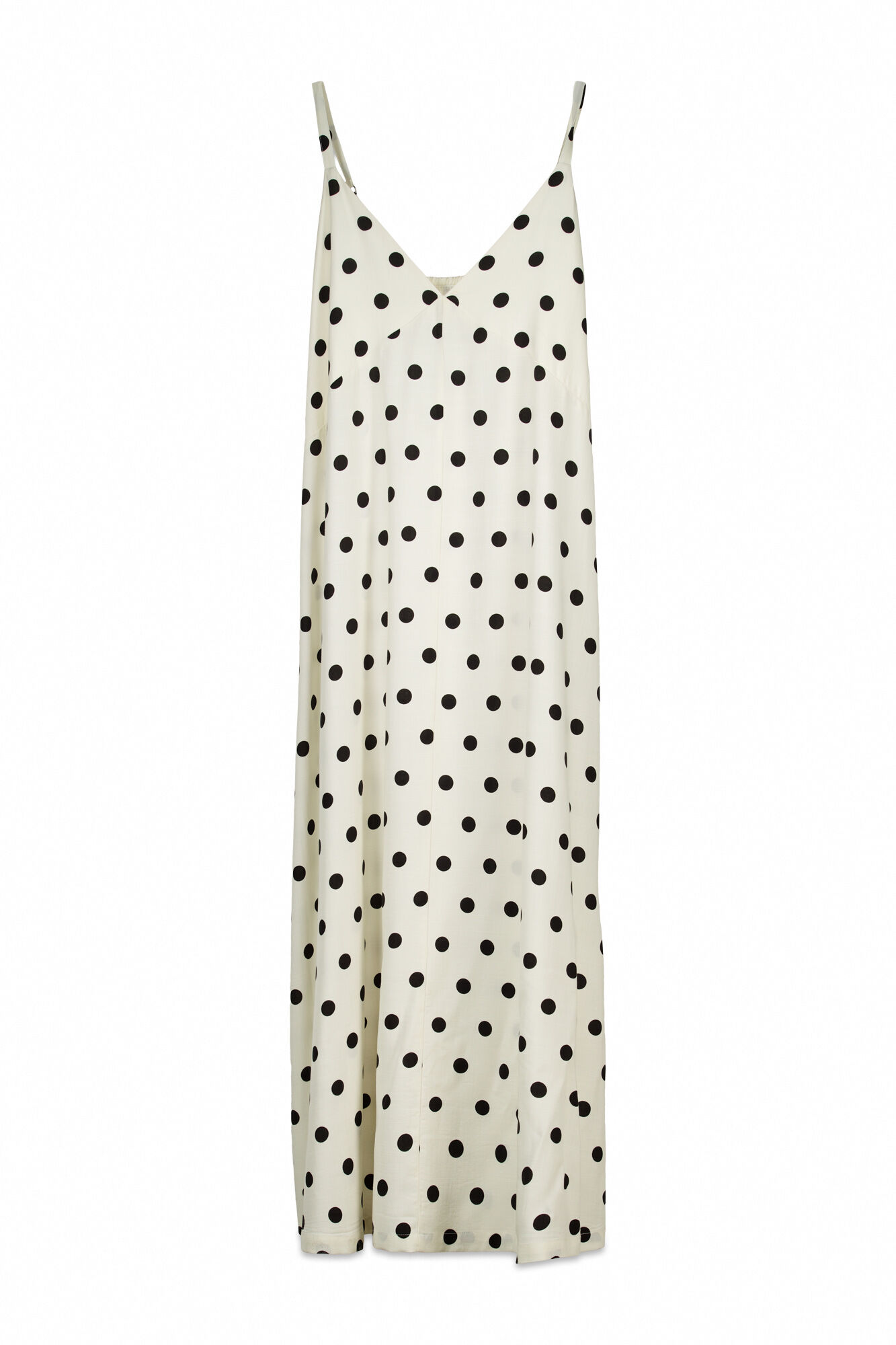 Women'secret Vestido largo estampado de puntos B&W marfil