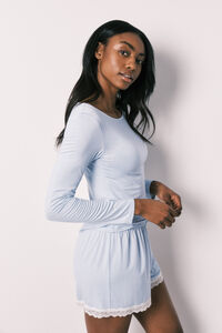 Women'secret Pijama corta extra suave de viscosa azul