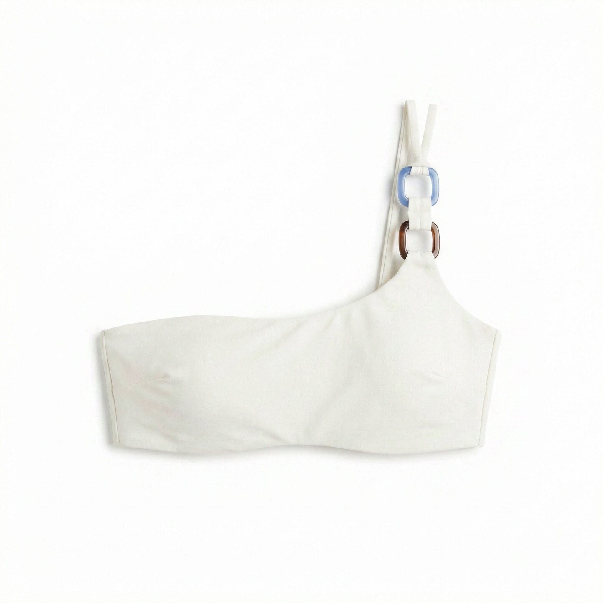 Women'secret Top bikini asim&eacute;trico blanco marfil