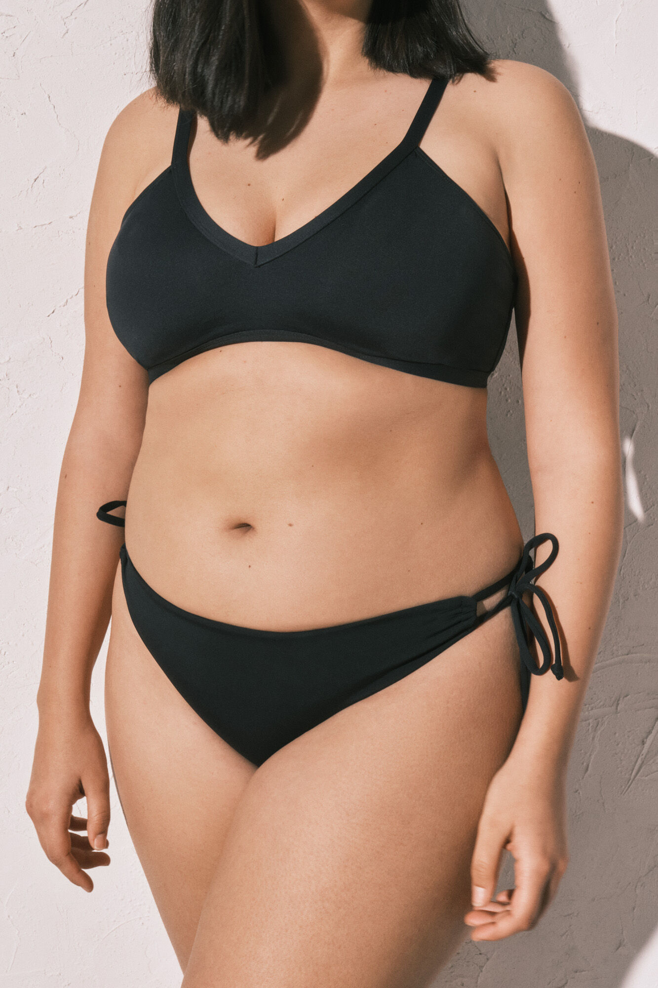 Women'secret Panty de bikini cl&aacute;sica lazo lateral negra negro