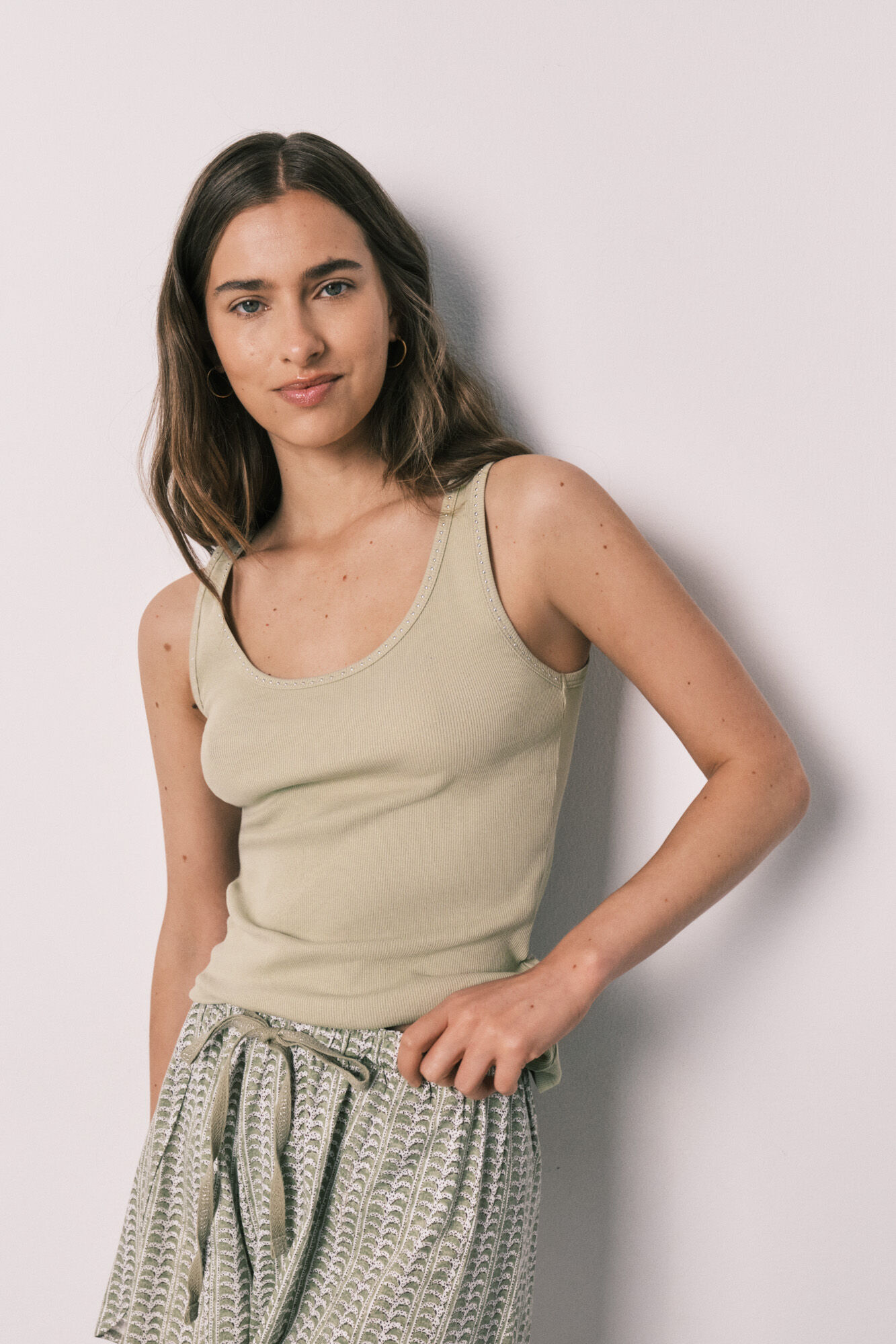 Women'secret Pijama corta de algod&oacute;n verde kaki