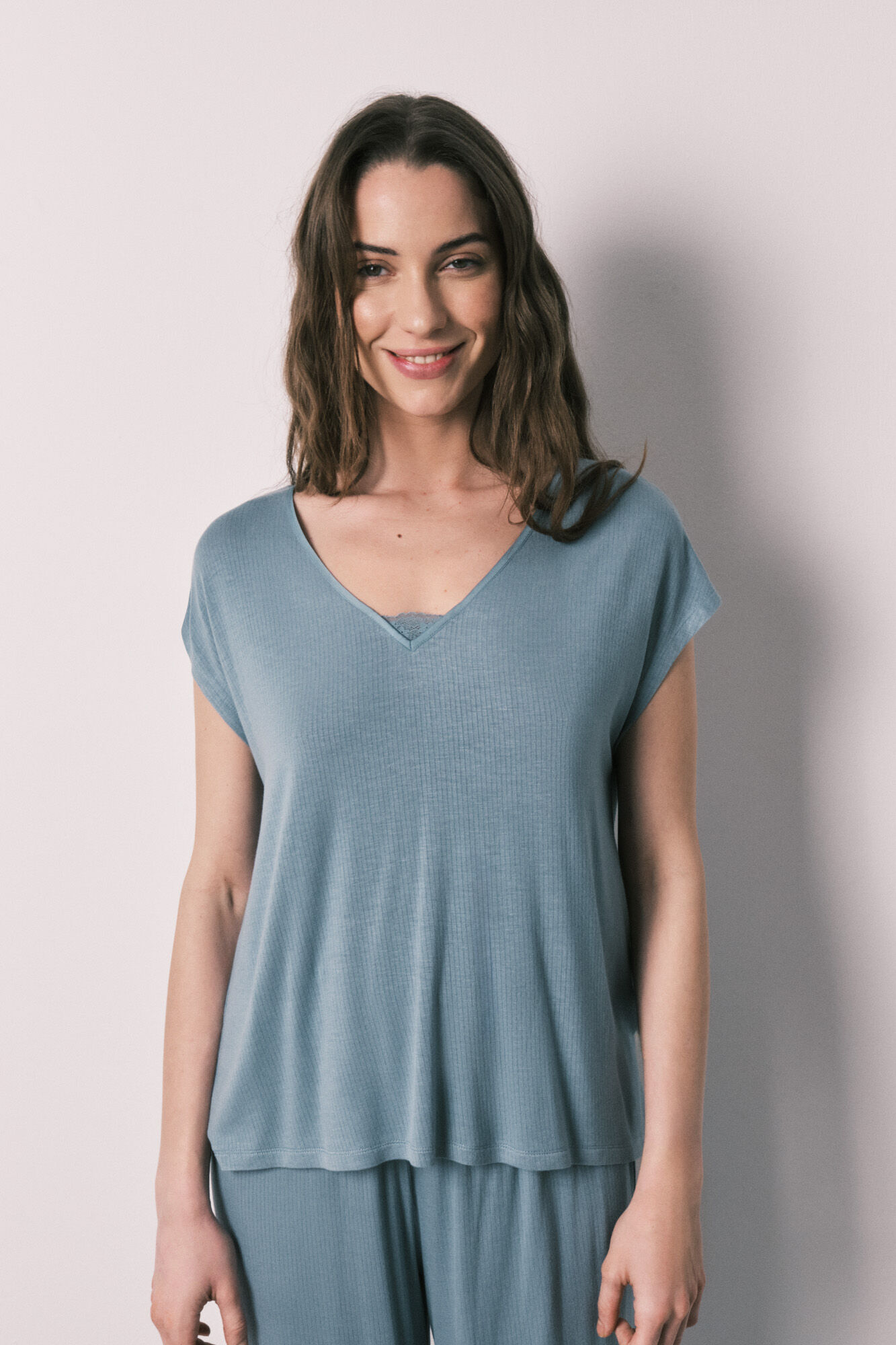 Women'secret Pijama Capri tacto suave de viscosa azul azul