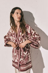 Women'secret Kimono estampado granate p&uacute;rpura