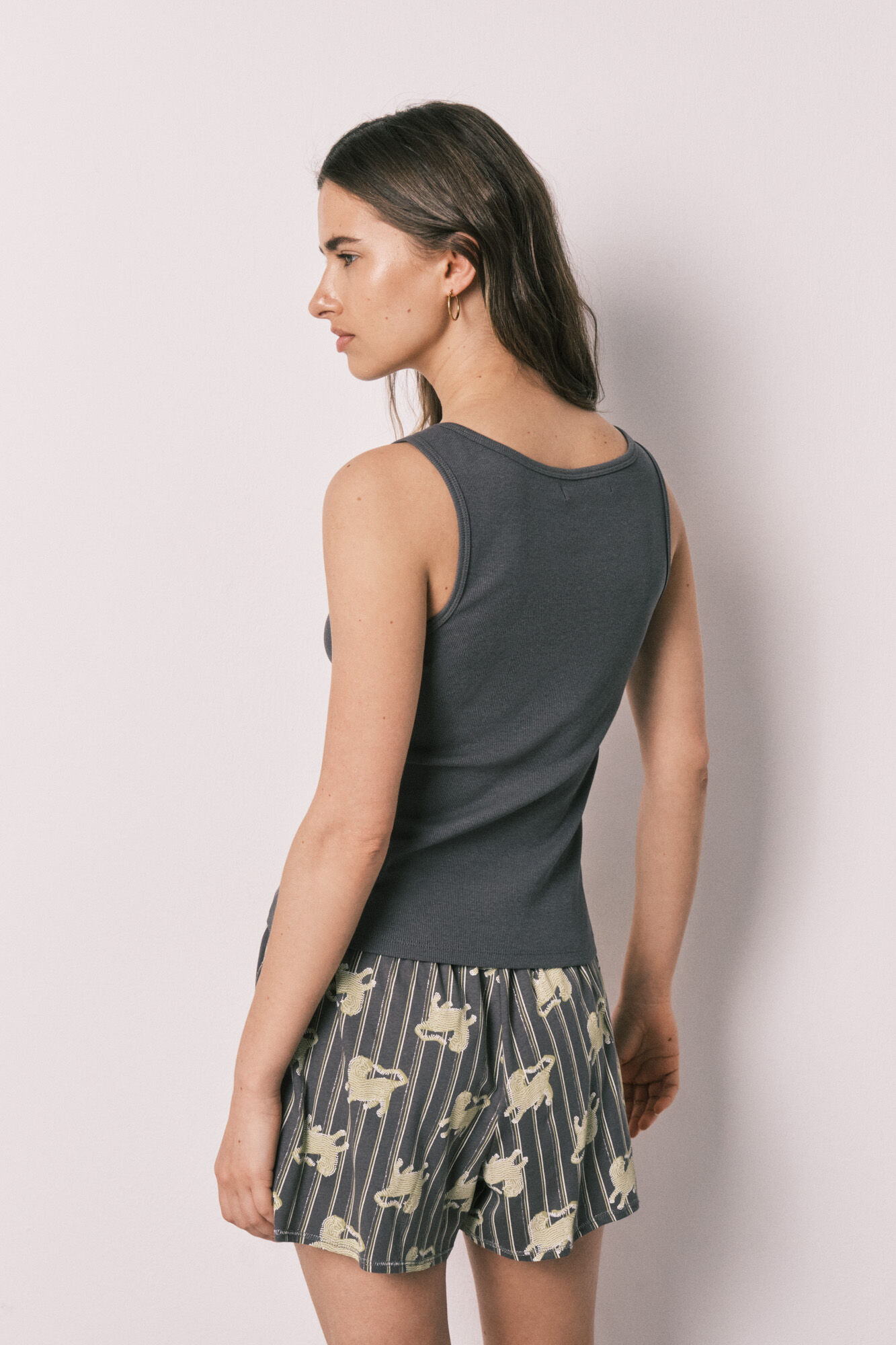 Women'secret Pijama corta de algod&oacute;n gris gris