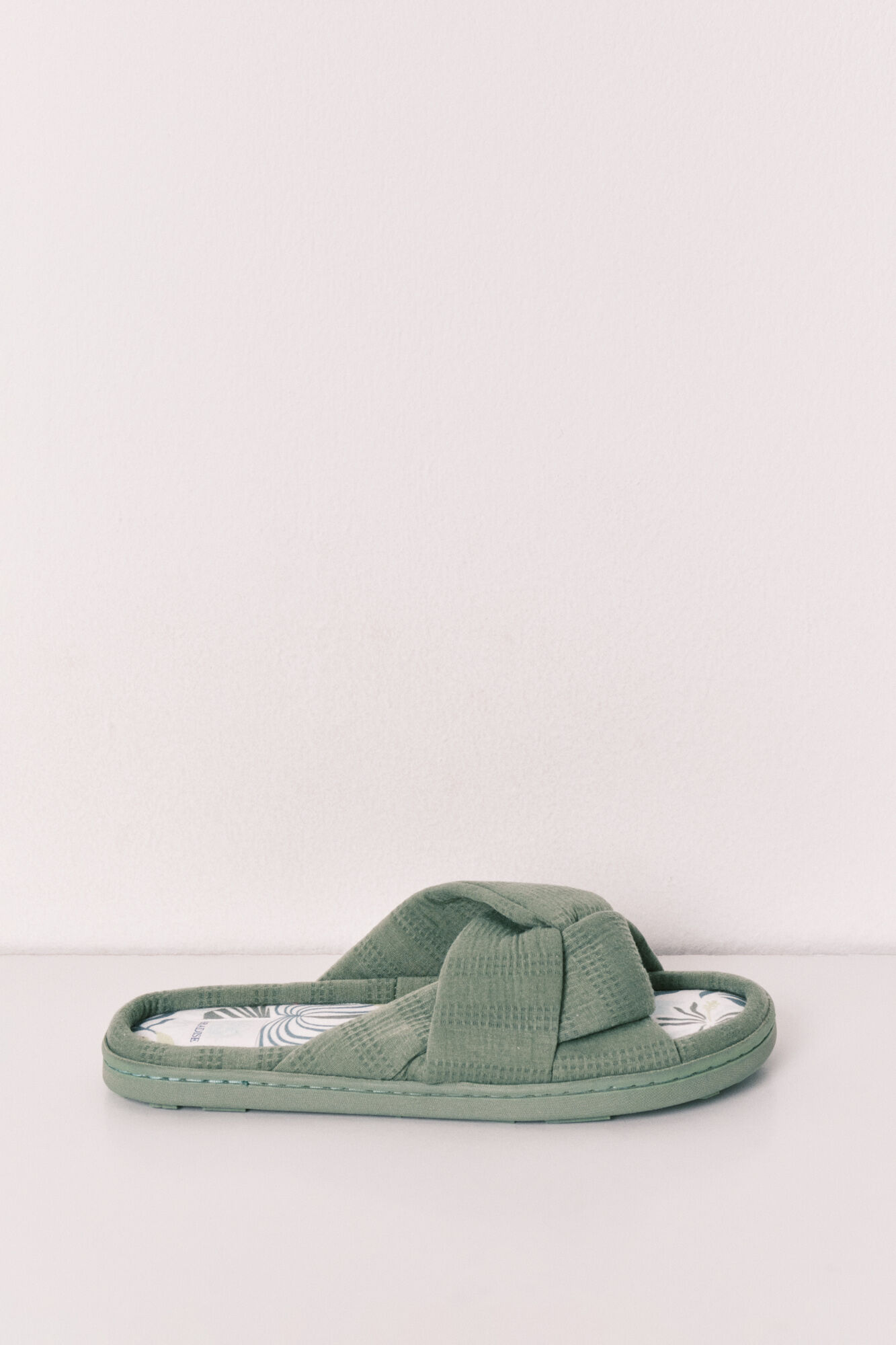 Women'secret Zapatillas de casa de nudo verde kaki