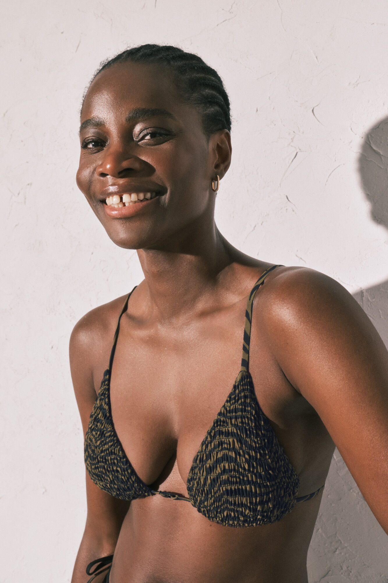 Women'secret Top bikini triangular animal print smock negro