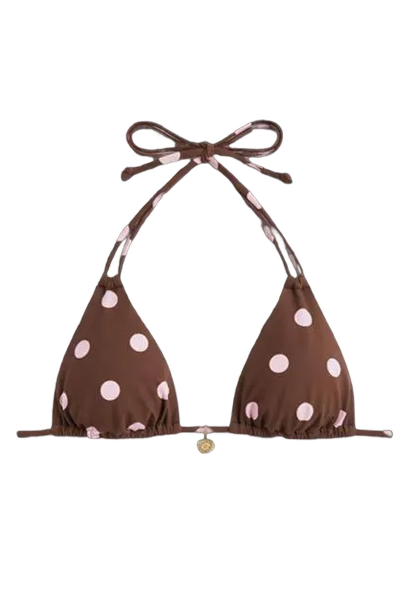 Women'secret Top bikini triangular estampado de puntos marr&oacute;n estampado
