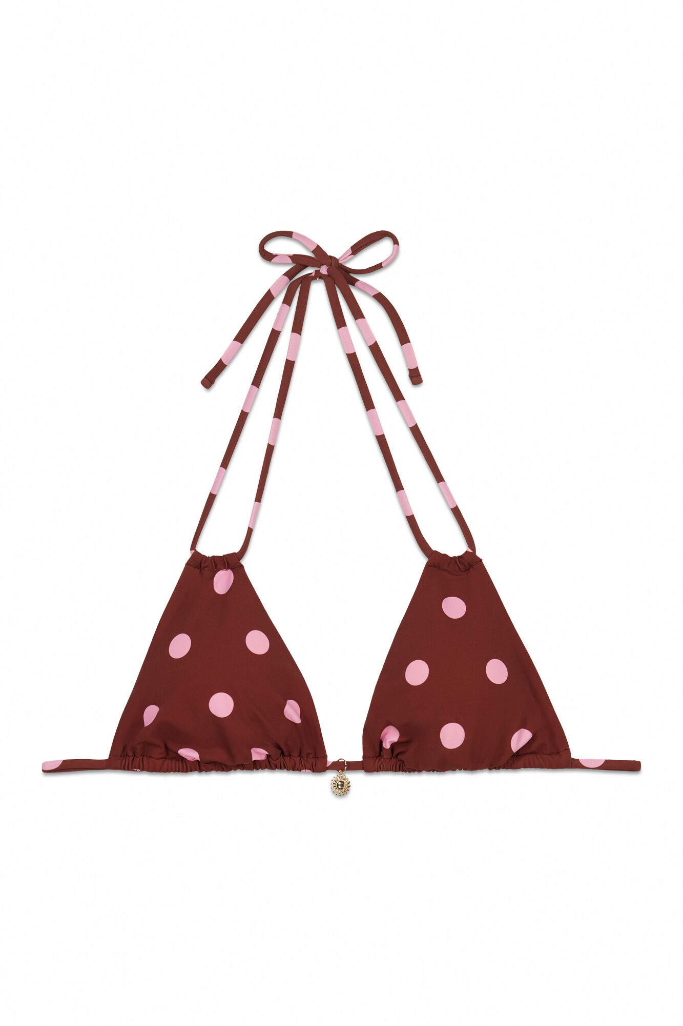 Women'secret Top bikini triangular estampado de puntos marr&oacute;n estampado