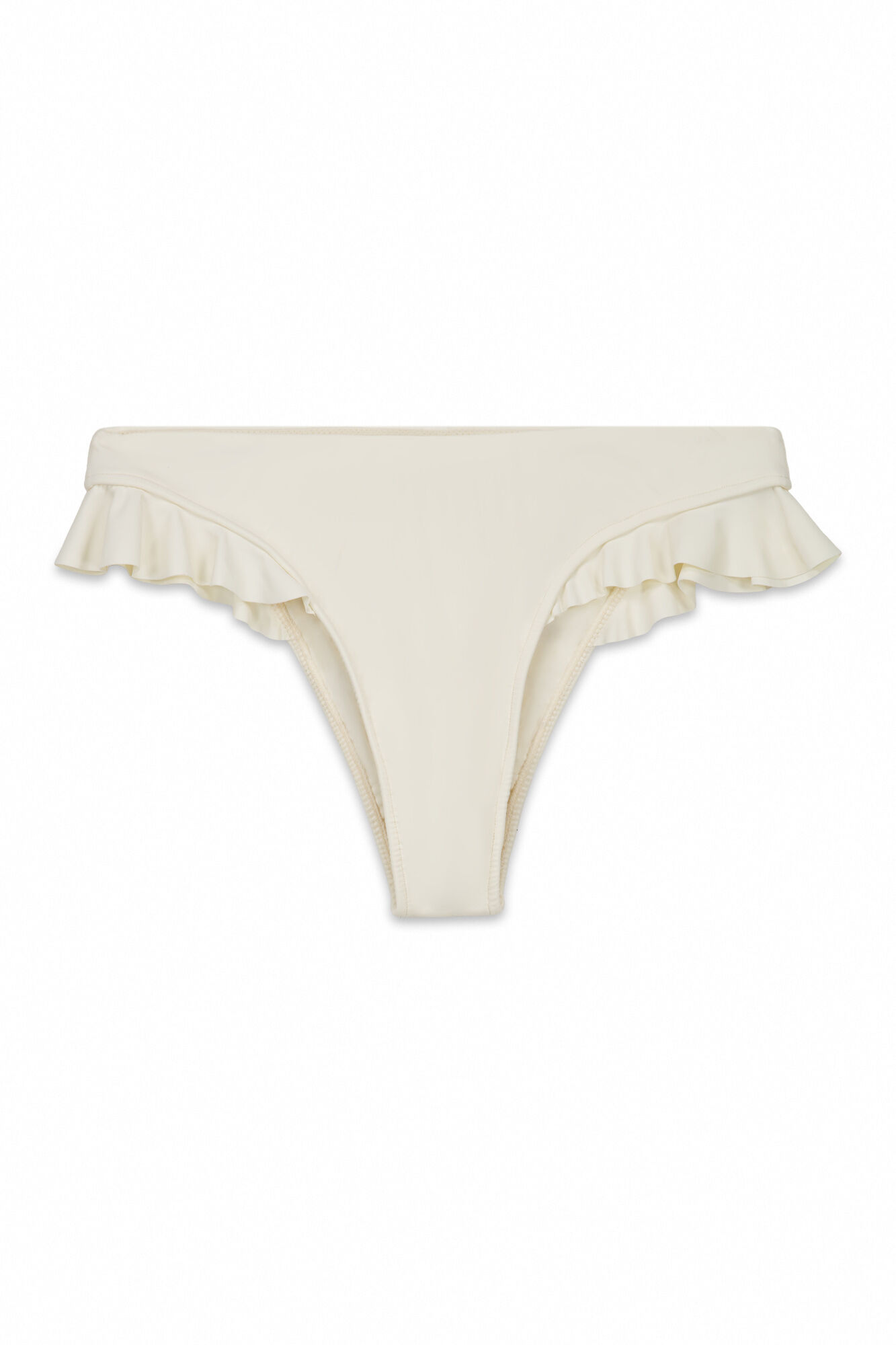 Women'secret Panty de bikini brasile&ntilde;o con volantes blanco marfil