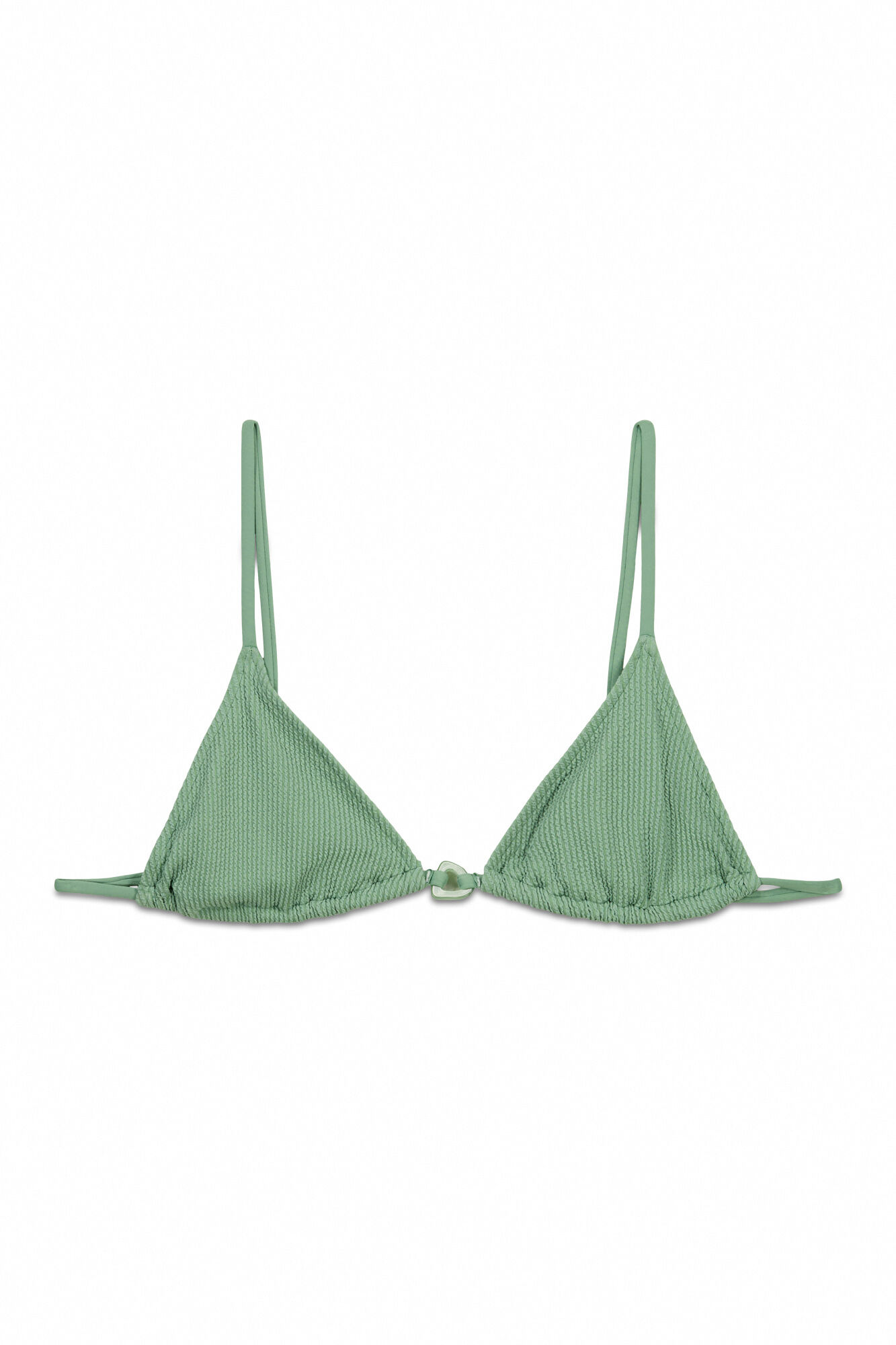 Women'secret Top bikini triangular de textura crinkle verde verde