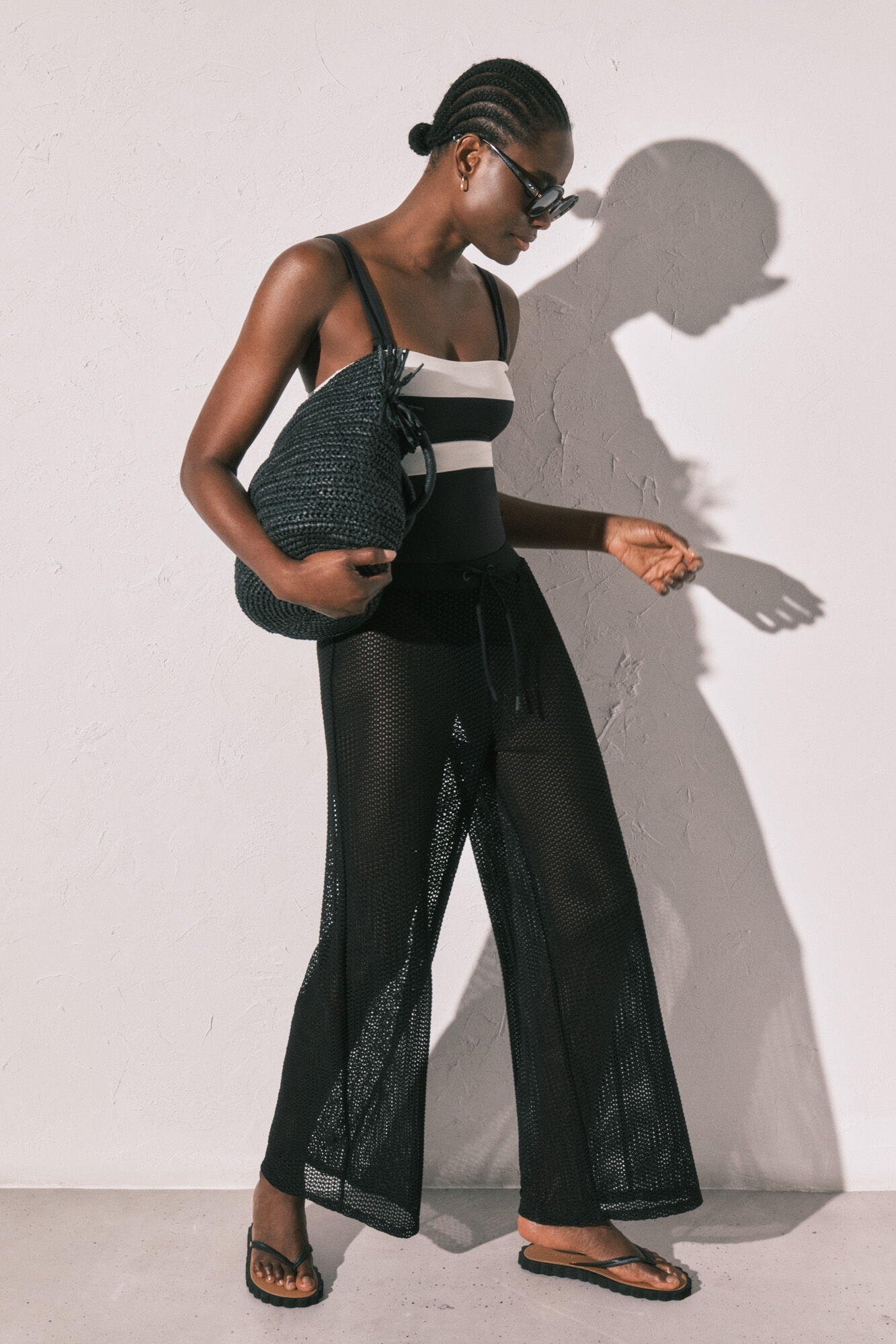 Women'secret Pantal&oacute;n efecto red de tejido negro