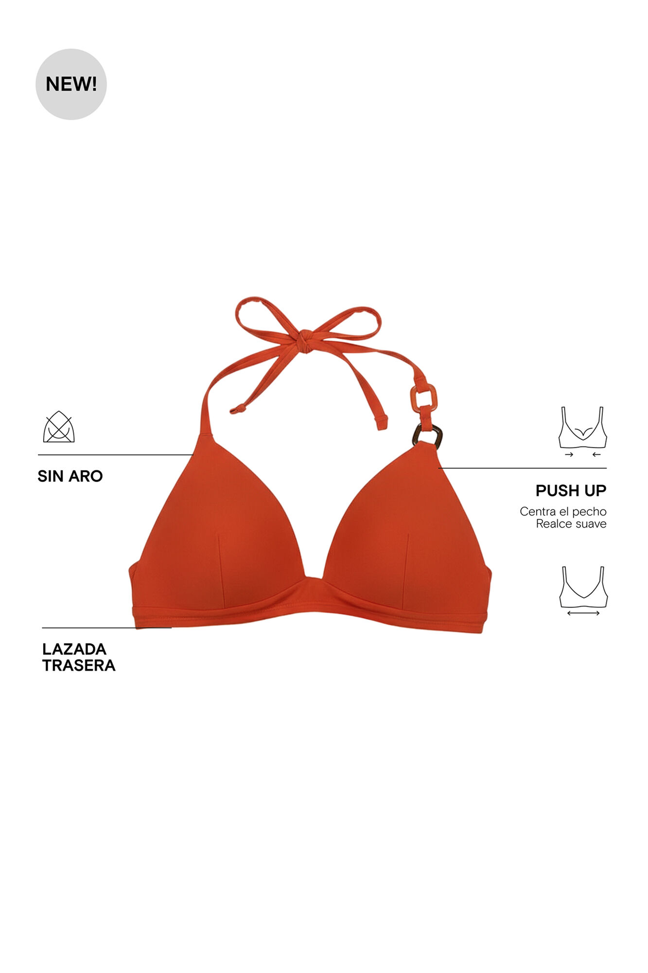 Women'secret Top bikini triangular fijo naranja naranja