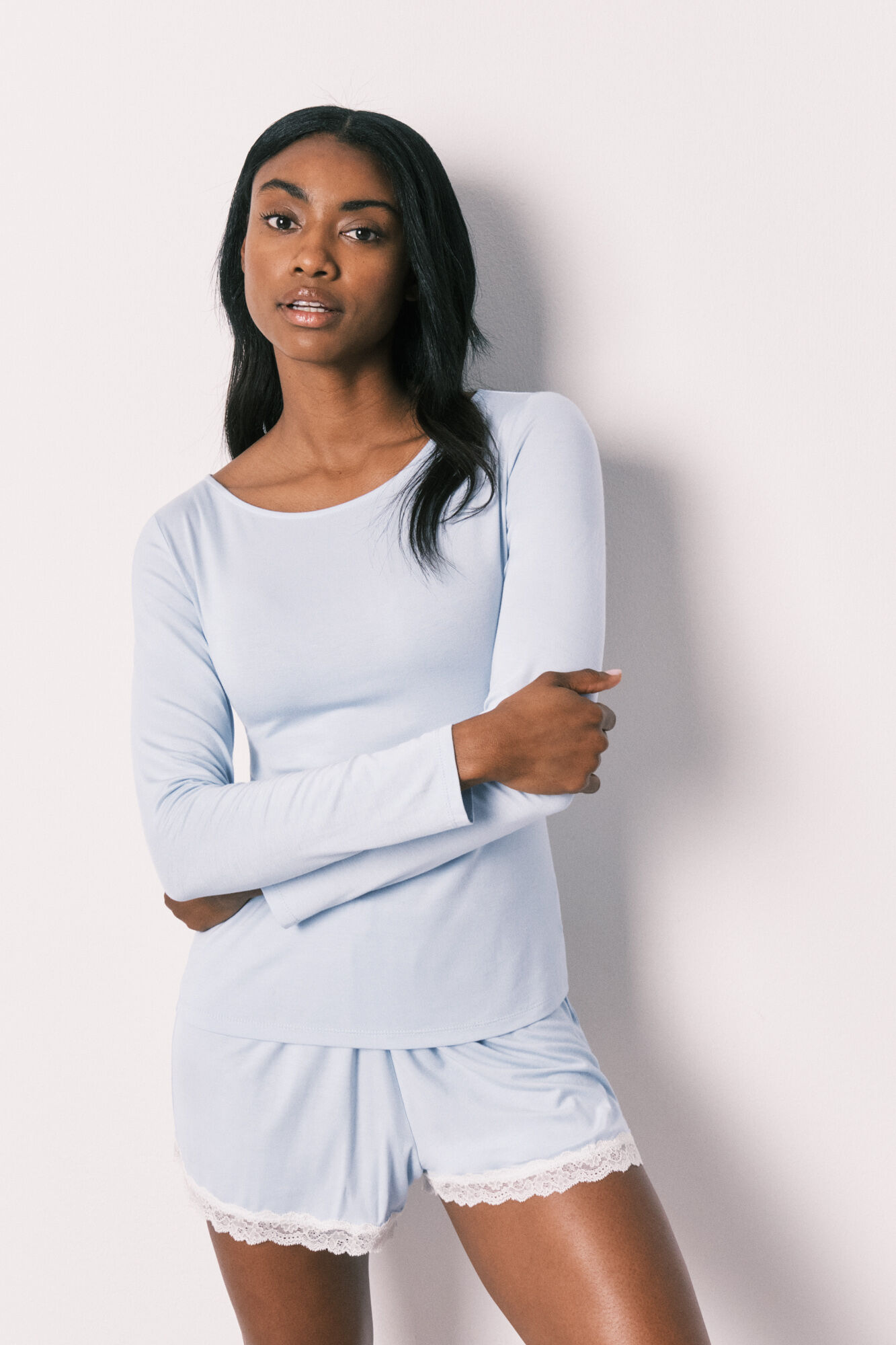 Women'secret Pijama corta extra suave de viscosa azul azul