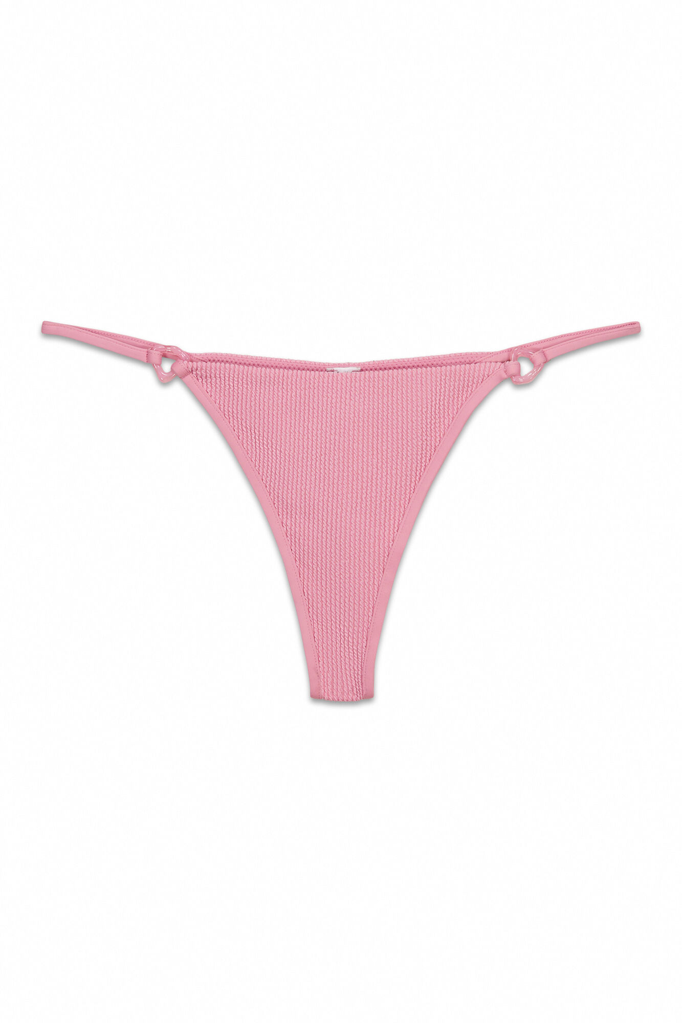 Women'secret Panty de bikini tanga con textura crinkle rosa rosa