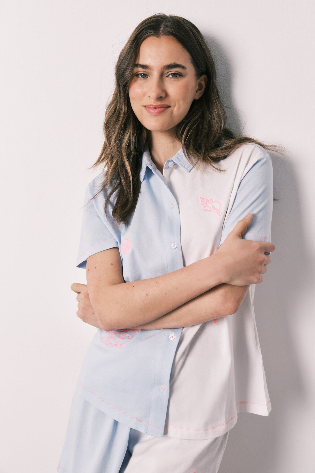 Women'secret Pijama corta camisera de algod&oacute;n con nudo estampado