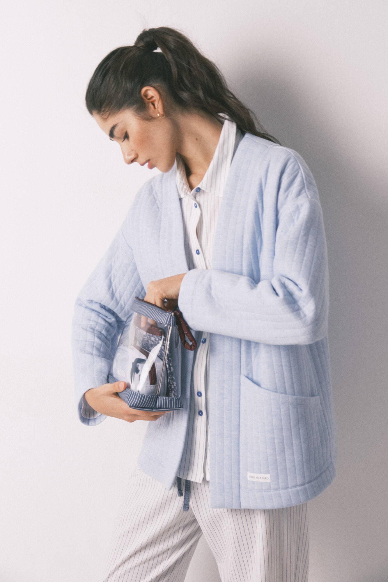 Women'secret Bata corta acolchada azul